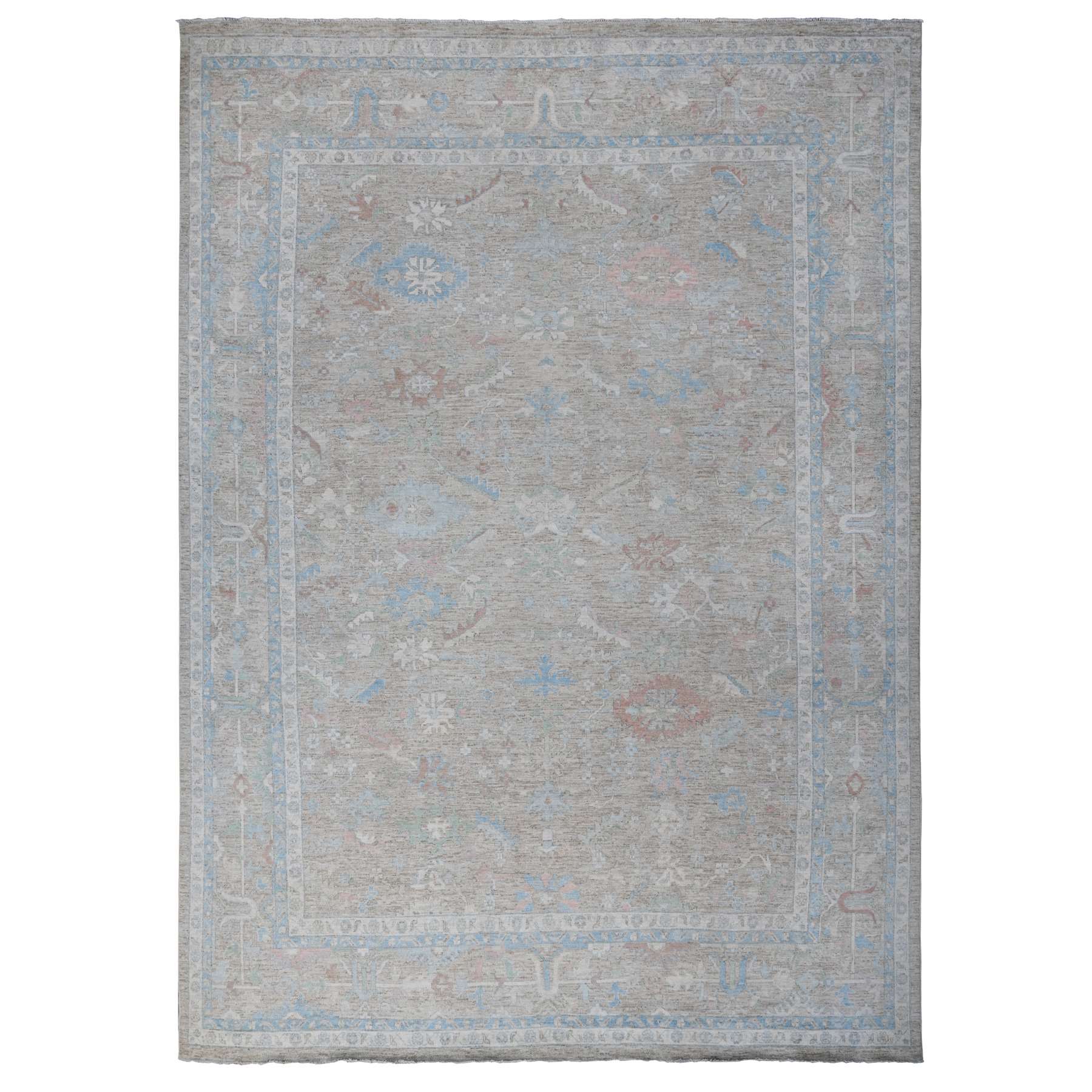 Oushak-And-Peshawar-Hand-Knotted-Rug-443500