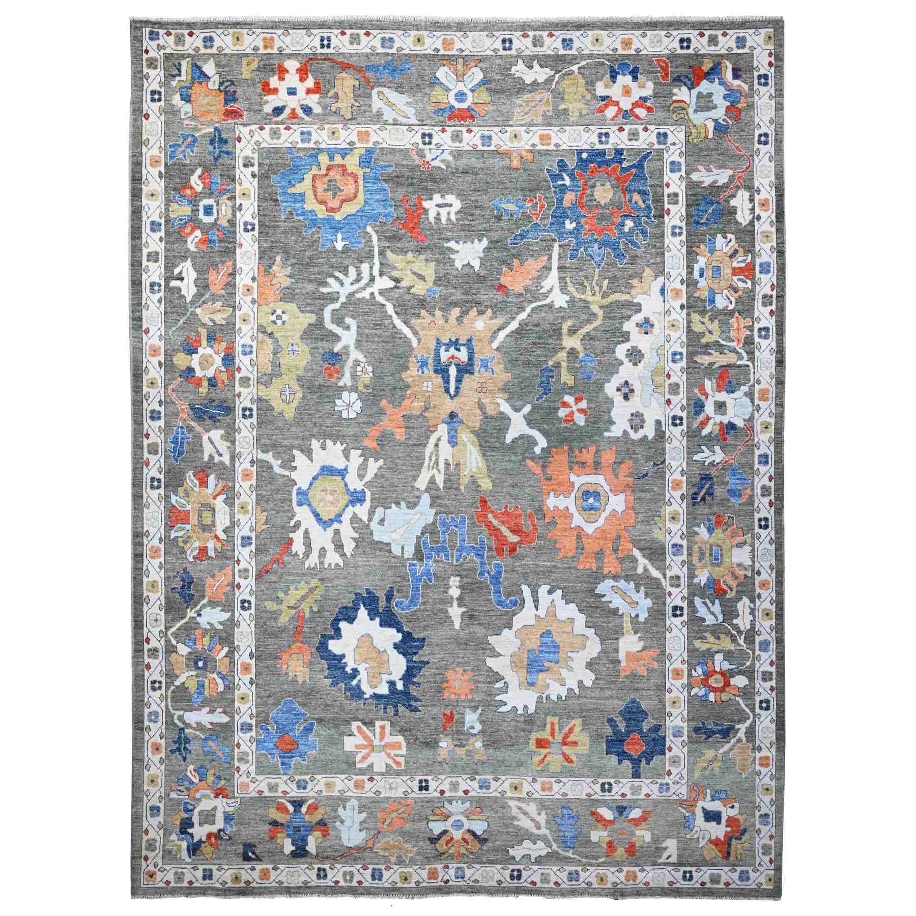 Oushak-And-Peshawar-Hand-Knotted-Rug-443510