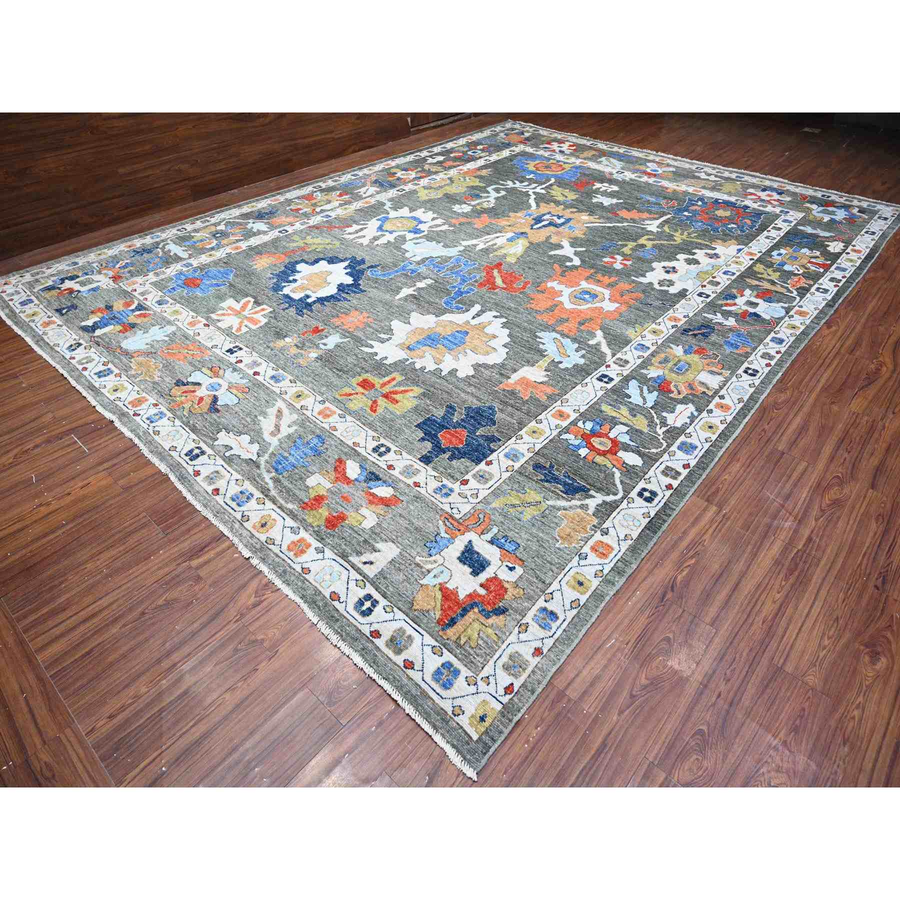 Oushak-And-Peshawar-Hand-Knotted-Rug-443510