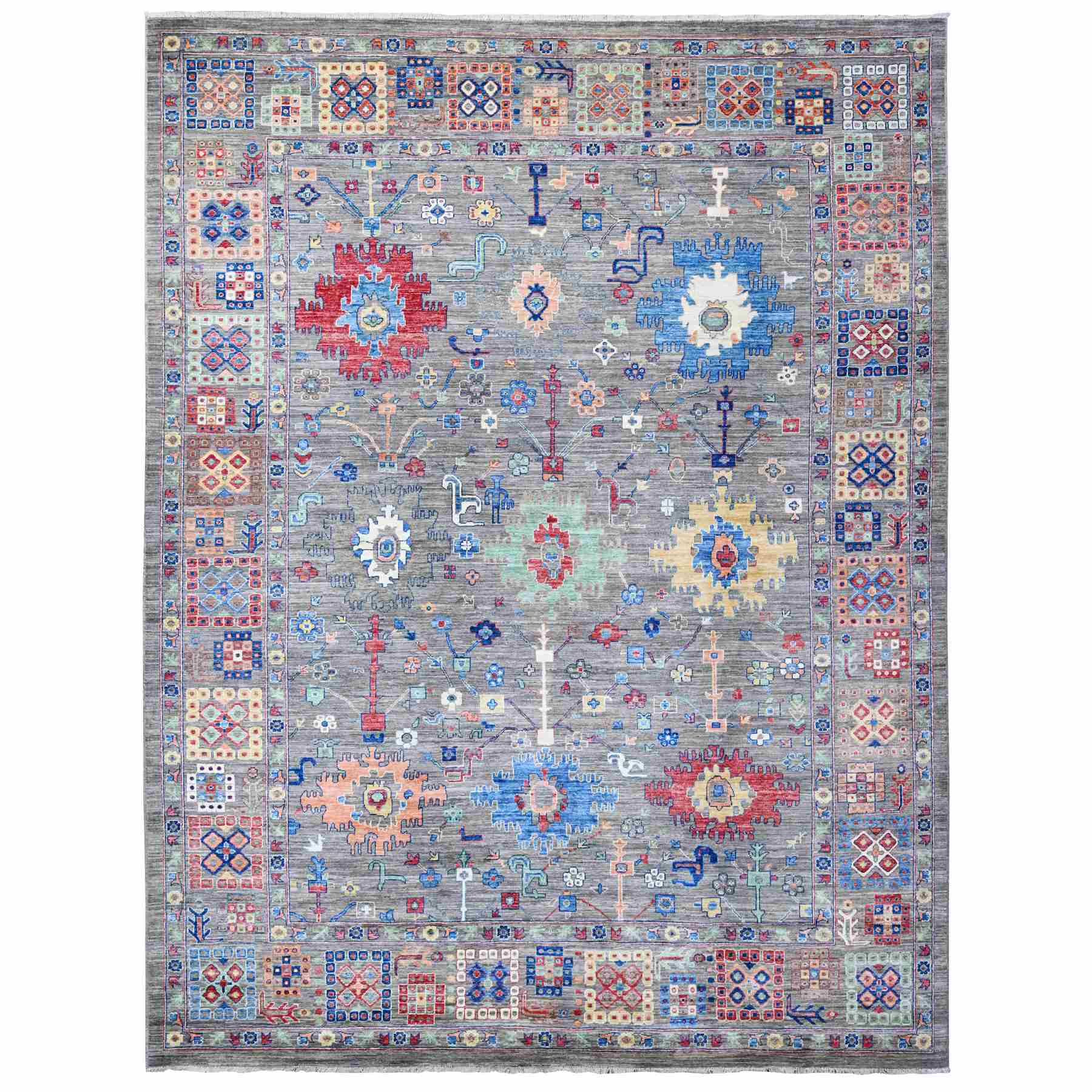 Oushak-And-Peshawar-Hand-Knotted-Rug-443660