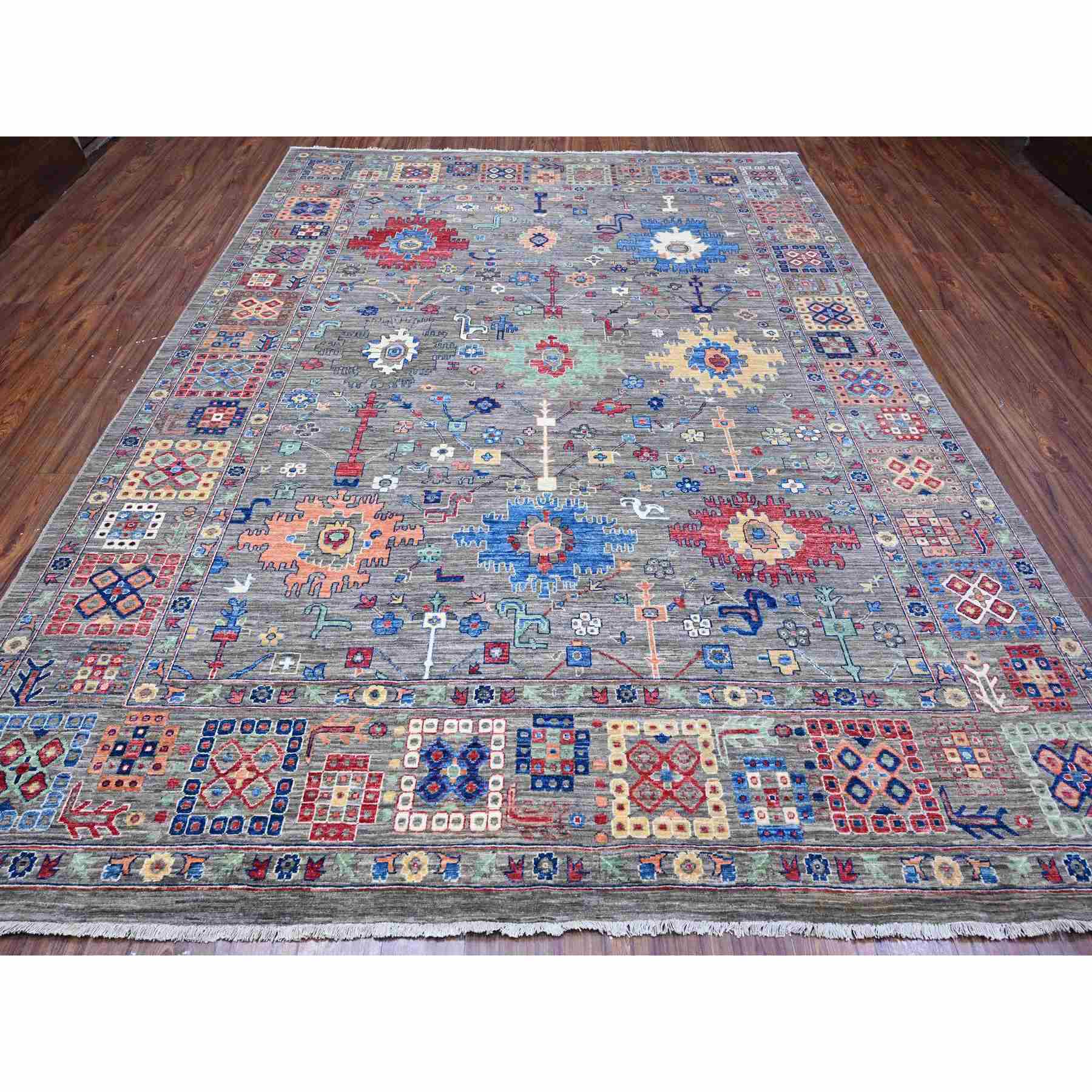 Oushak-And-Peshawar-Hand-Knotted-Rug-443660