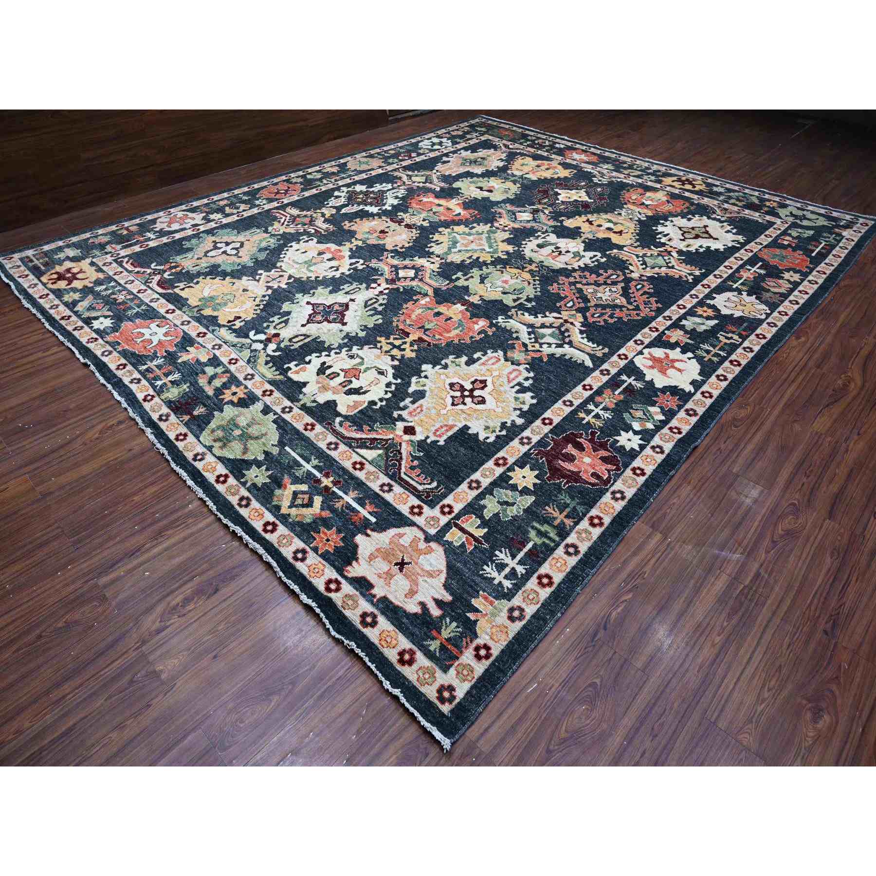 Oushak-And-Peshawar-Hand-Knotted-Rug-443870