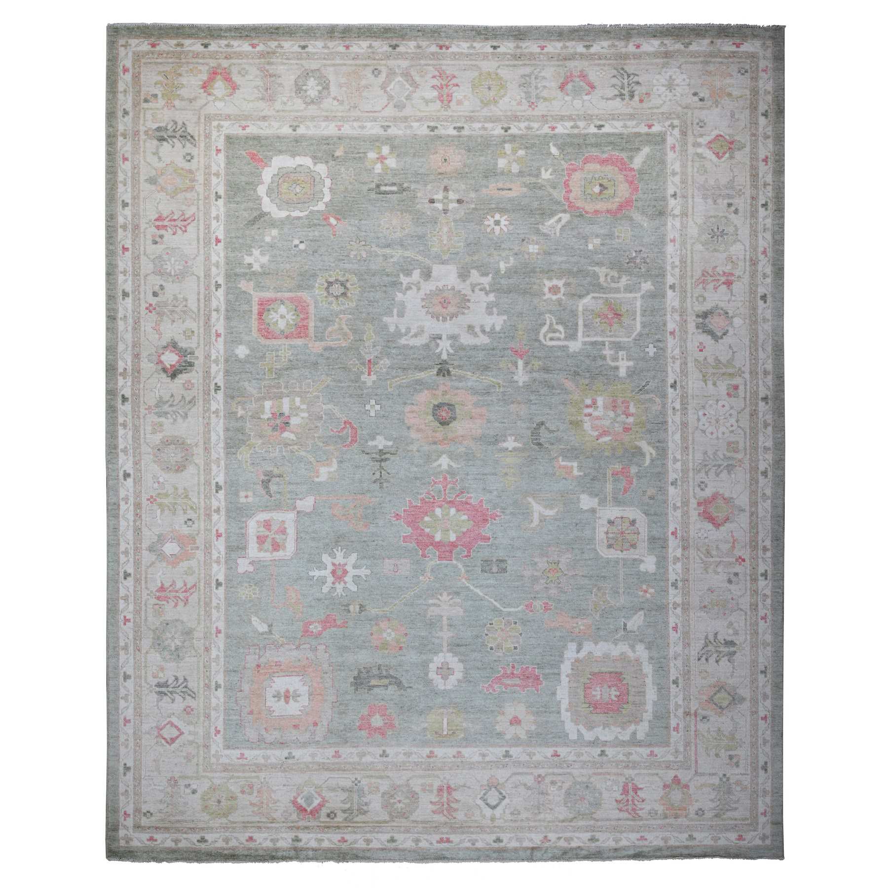 Oushak-And-Peshawar-Hand-Knotted-Rug-443875