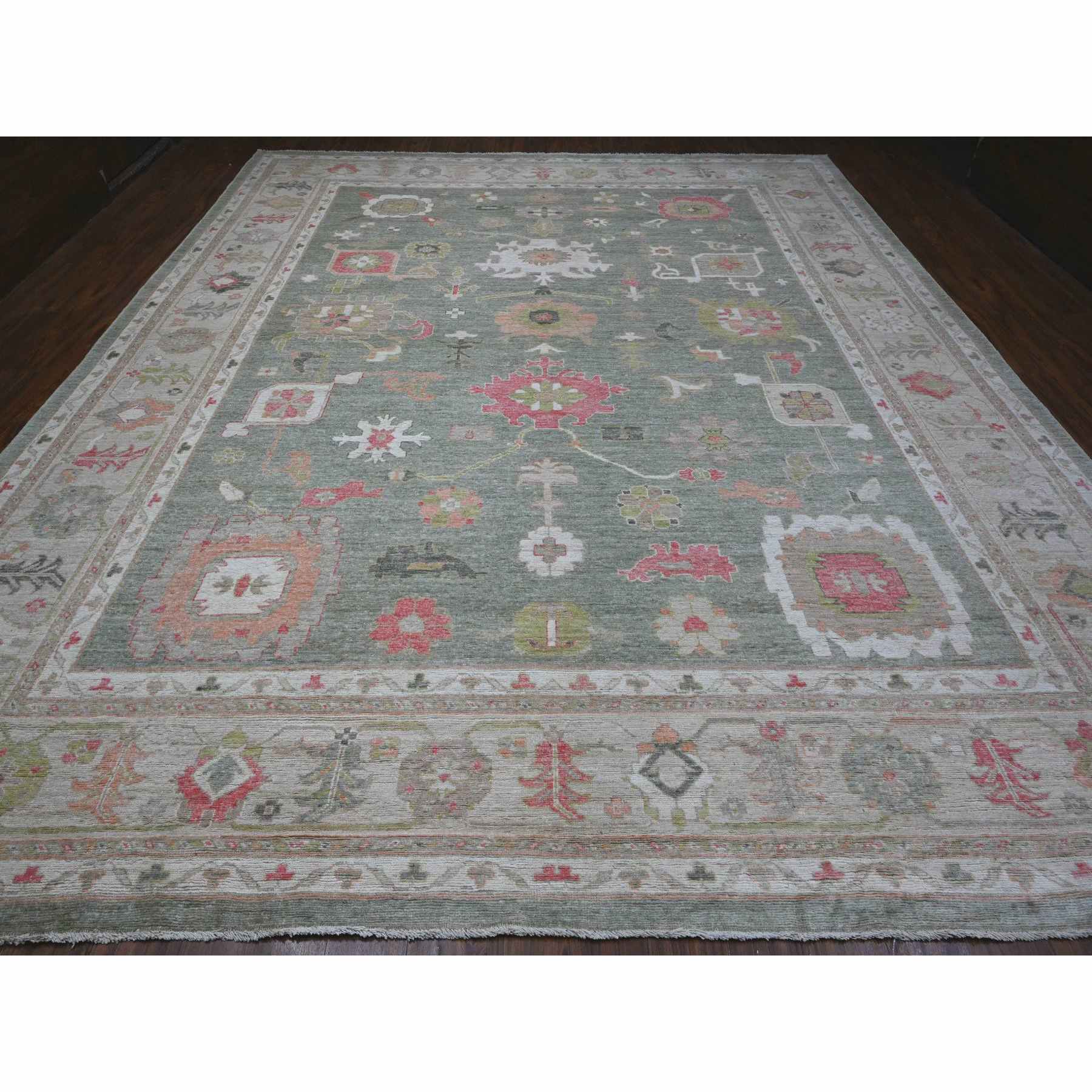 Oushak-And-Peshawar-Hand-Knotted-Rug-443875