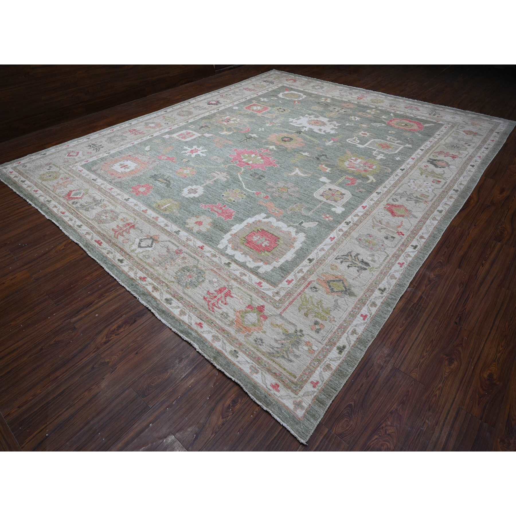 Oushak-And-Peshawar-Hand-Knotted-Rug-443875