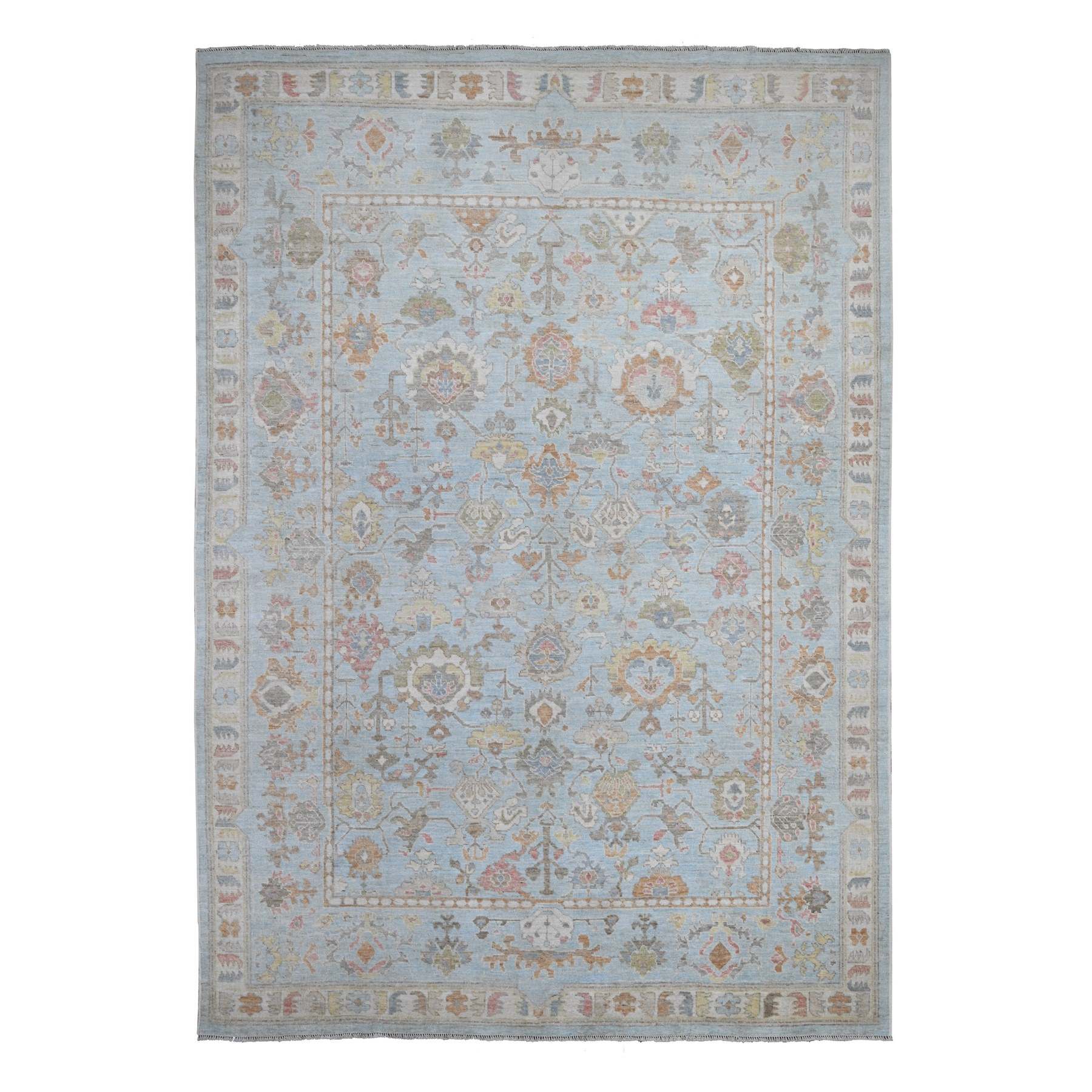 Oushak-And-Peshawar-Hand-Knotted-Rug-443970