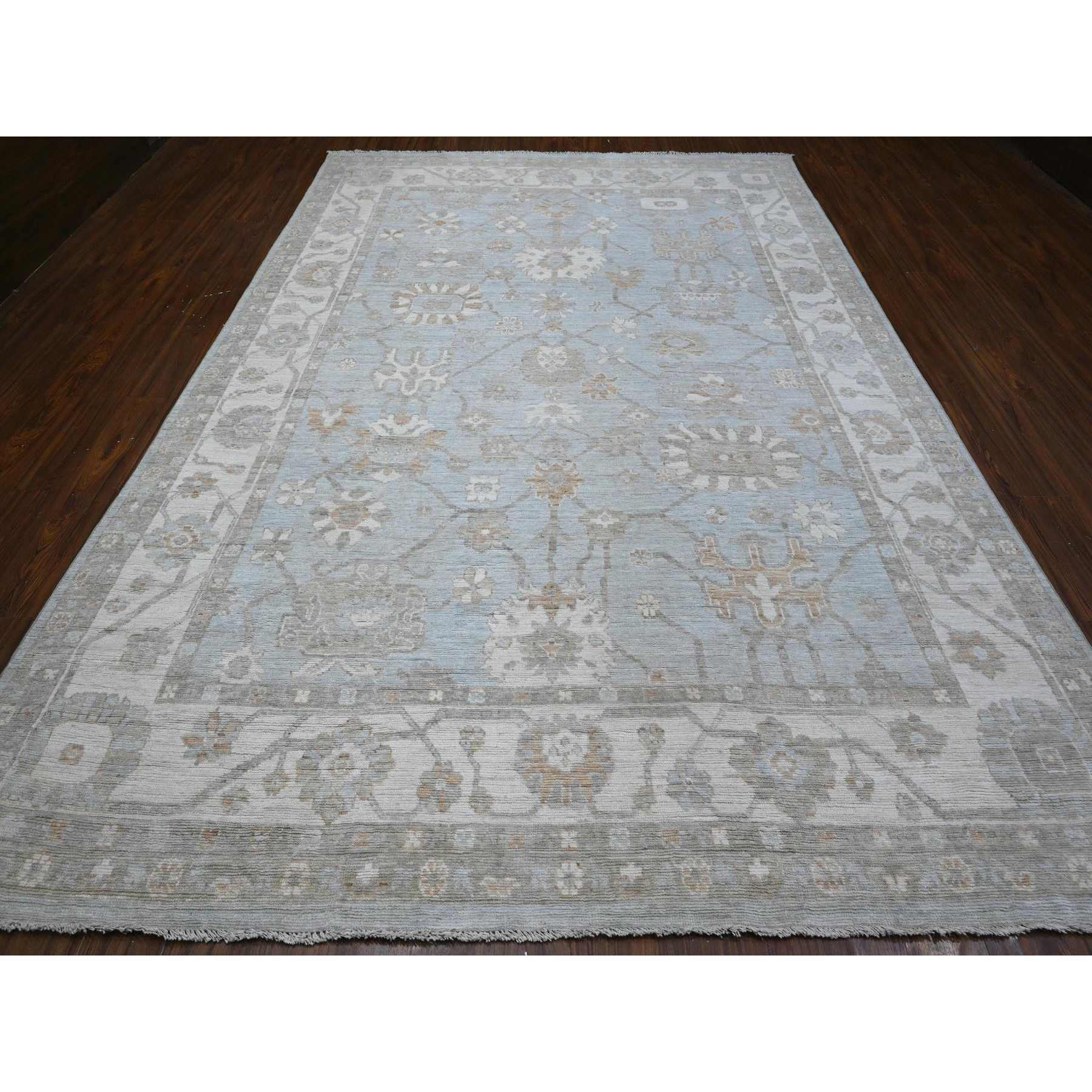 Oushak-And-Peshawar-Hand-Knotted-Rug-443975