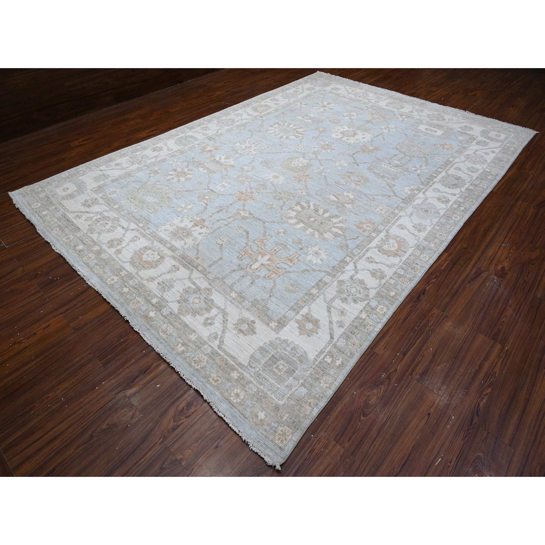 Oushak-And-Peshawar-Hand-Knotted-Rug-443975