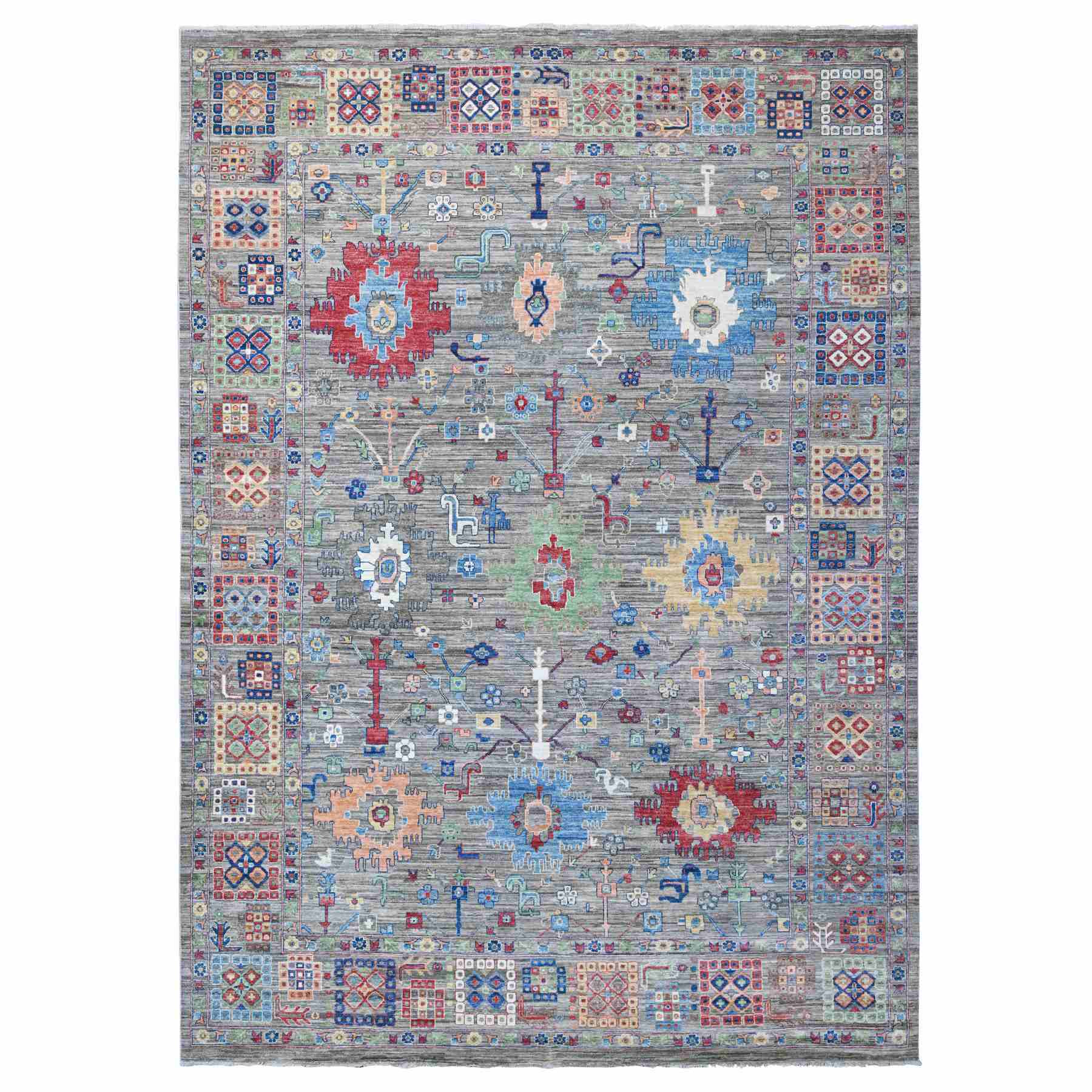 Oushak-And-Peshawar-Hand-Knotted-Rug-444065