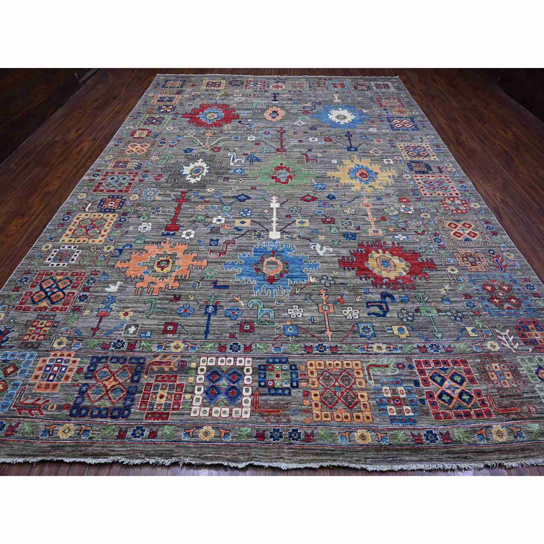 Oushak-And-Peshawar-Hand-Knotted-Rug-444065