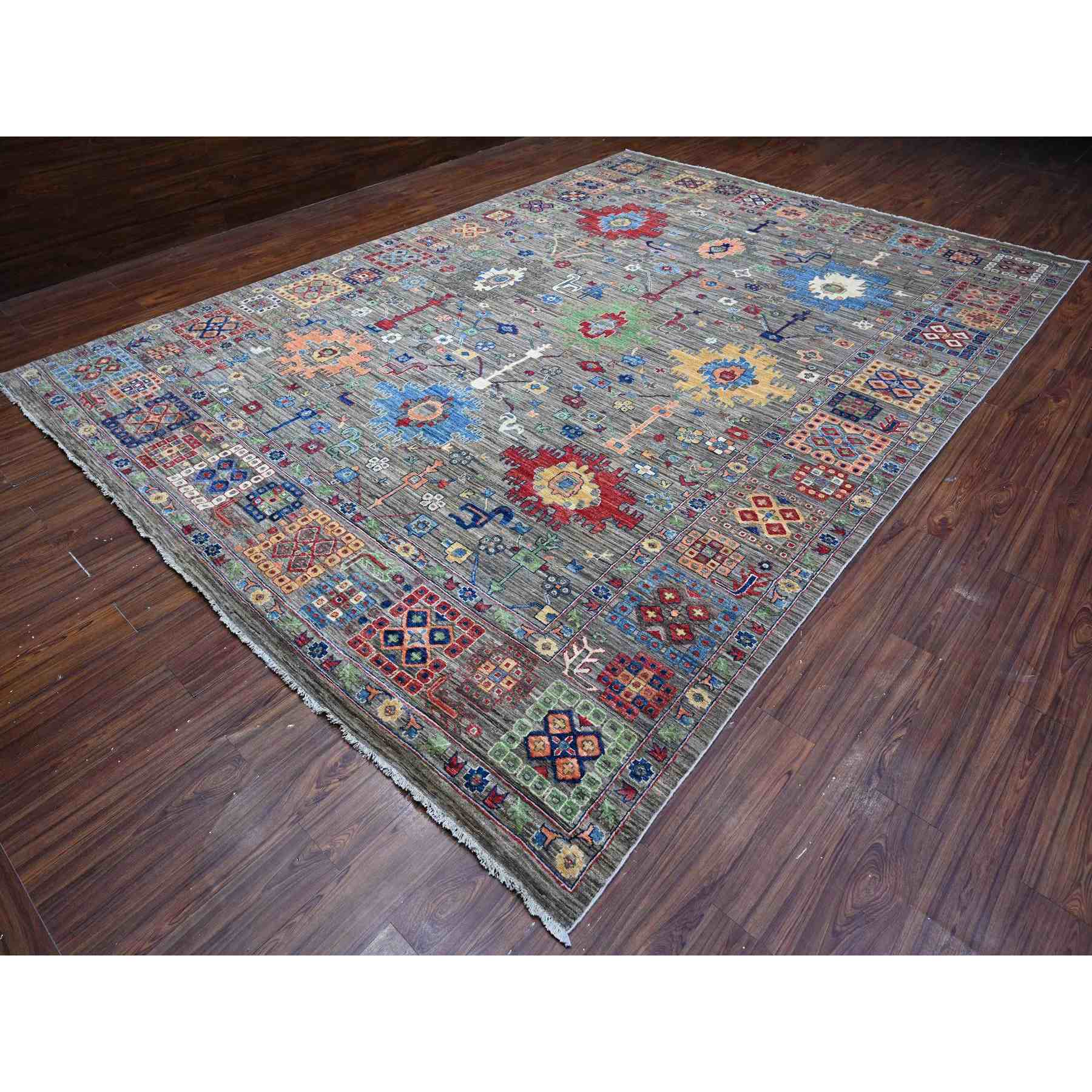 Oushak-And-Peshawar-Hand-Knotted-Rug-444065