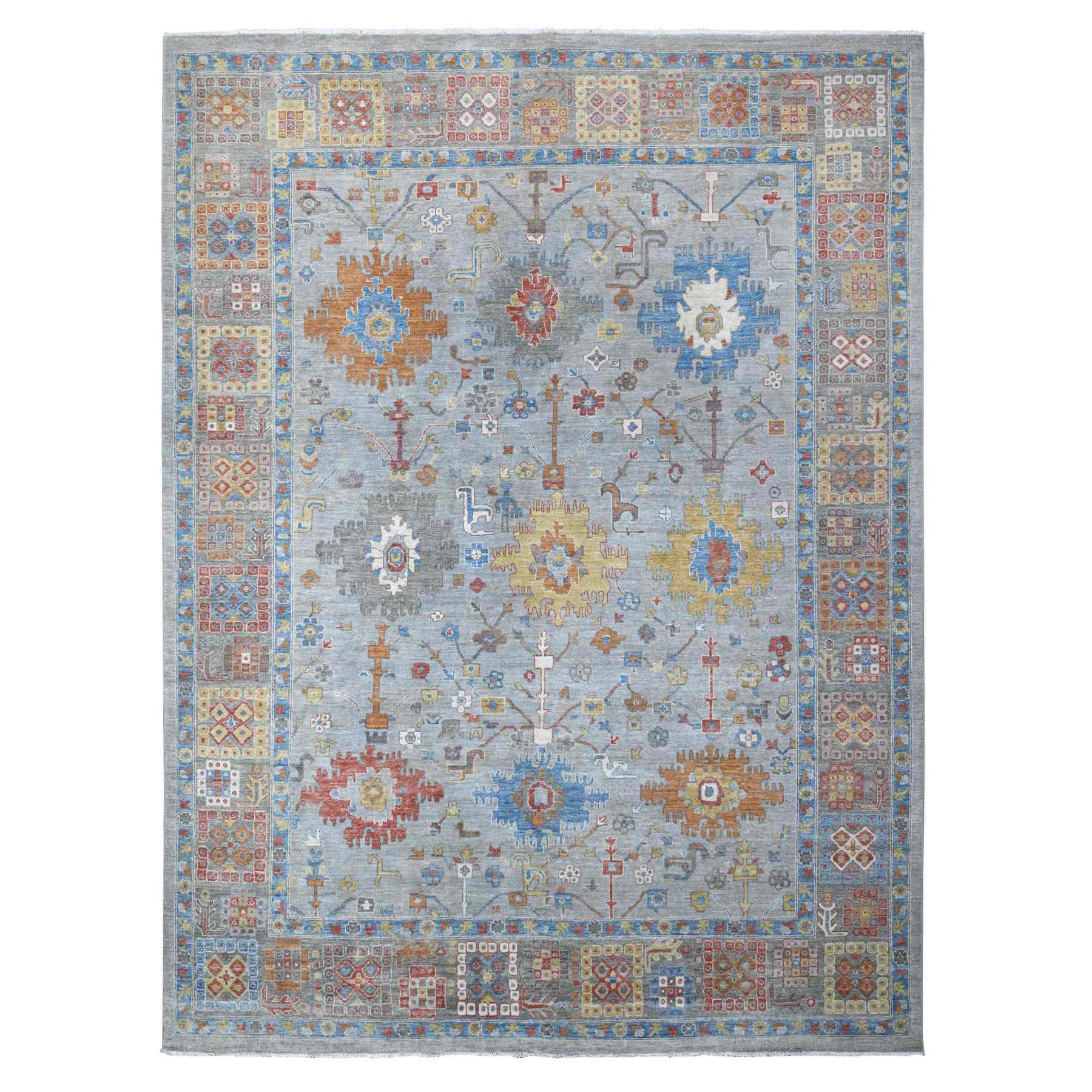 Oushak-And-Peshawar-Hand-Knotted-Rug-444075