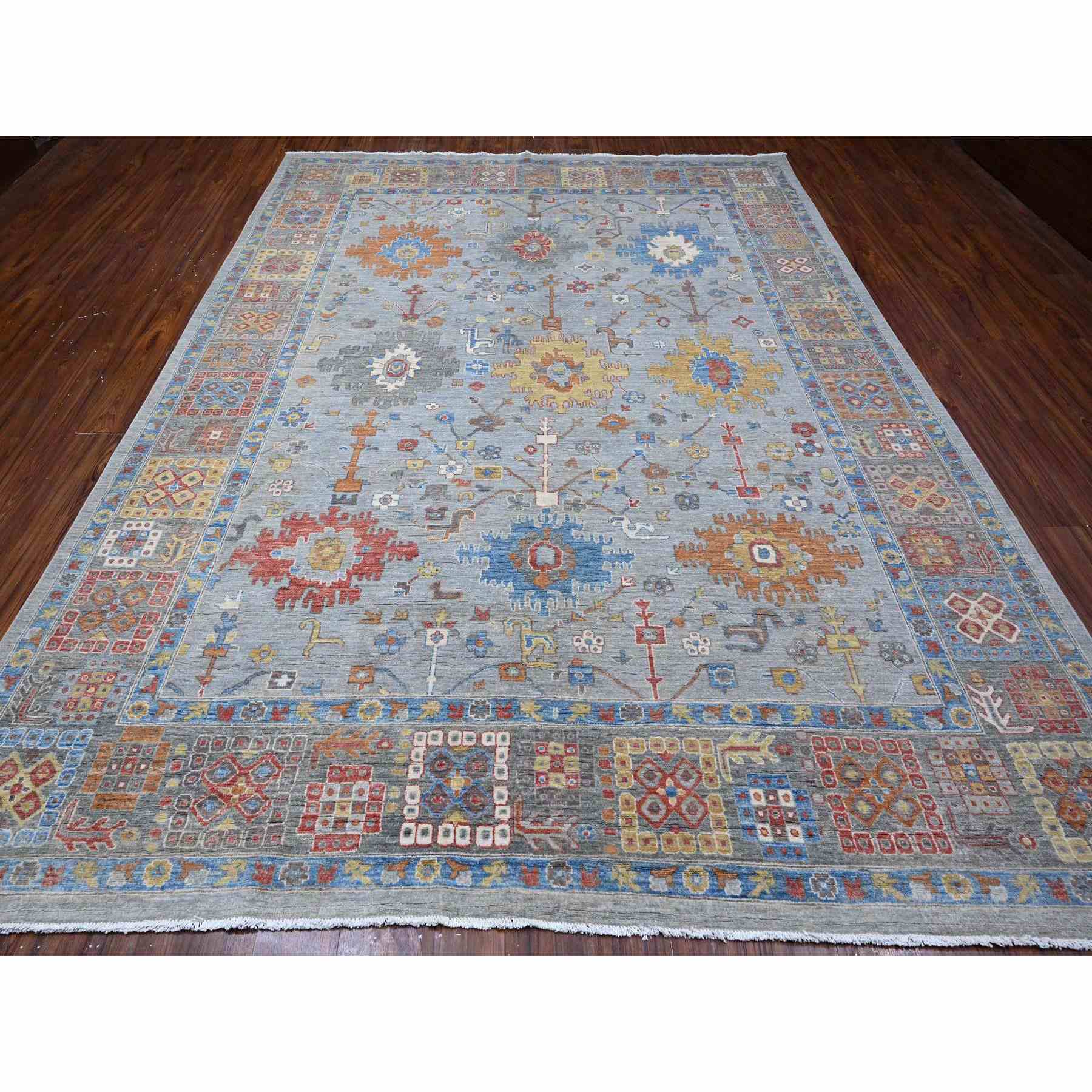 Oushak-And-Peshawar-Hand-Knotted-Rug-444075