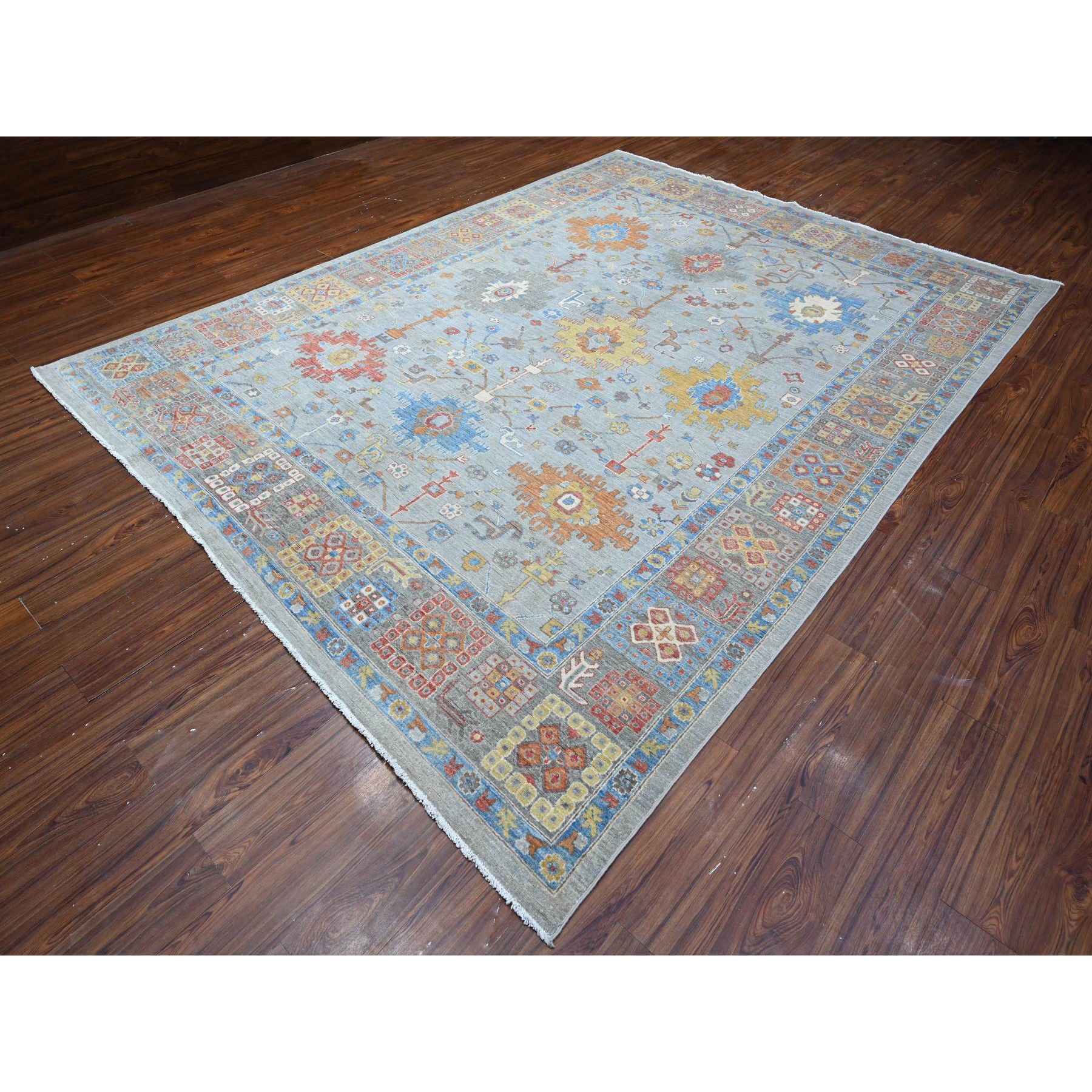 Oushak-And-Peshawar-Hand-Knotted-Rug-444075