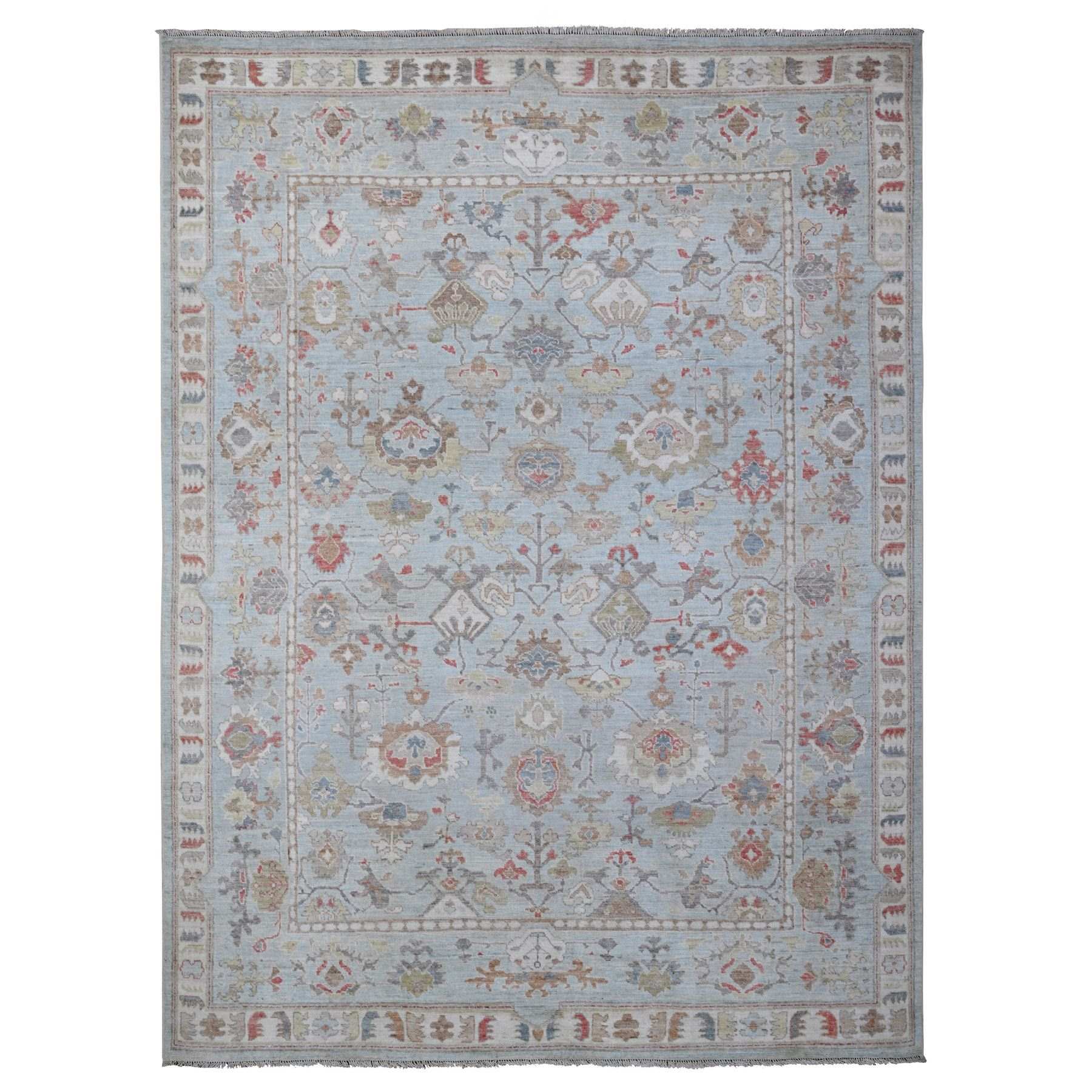 Oushak-And-Peshawar-Hand-Knotted-Rug-444185