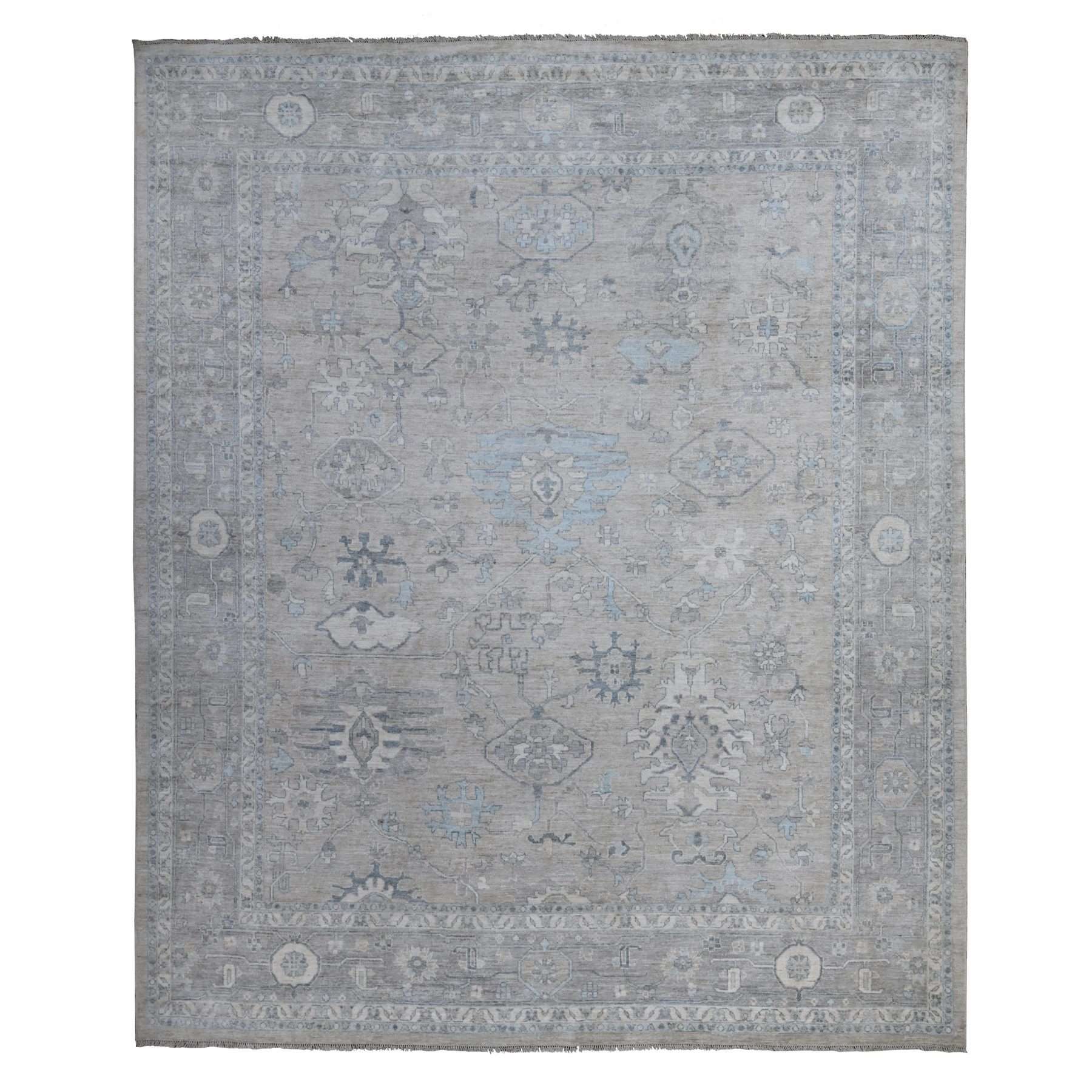 Oushak-And-Peshawar-Hand-Knotted-Rug-444195