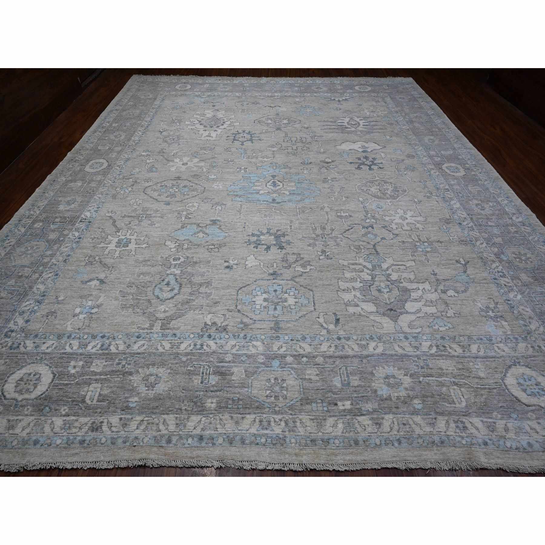 Oushak-And-Peshawar-Hand-Knotted-Rug-444195