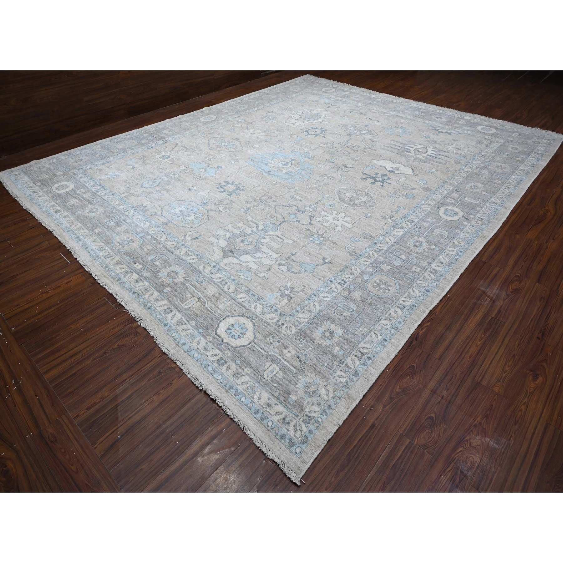 Oushak-And-Peshawar-Hand-Knotted-Rug-444195