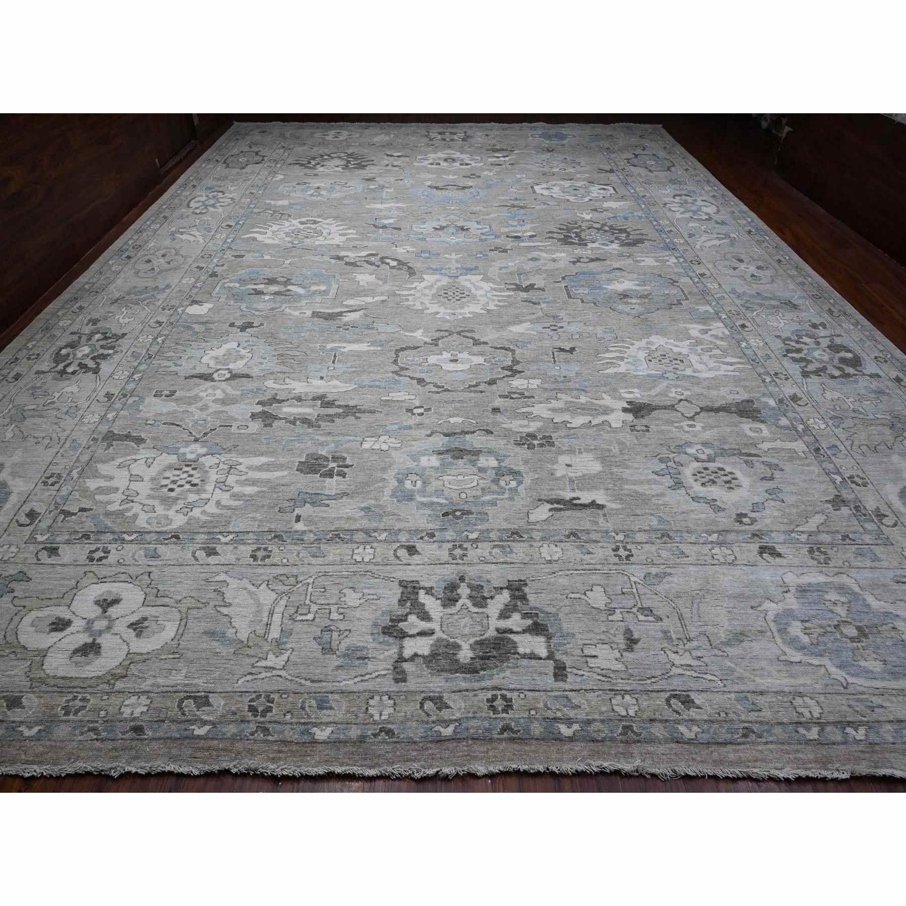 Oushak-And-Peshawar-Hand-Knotted-Rug-444200