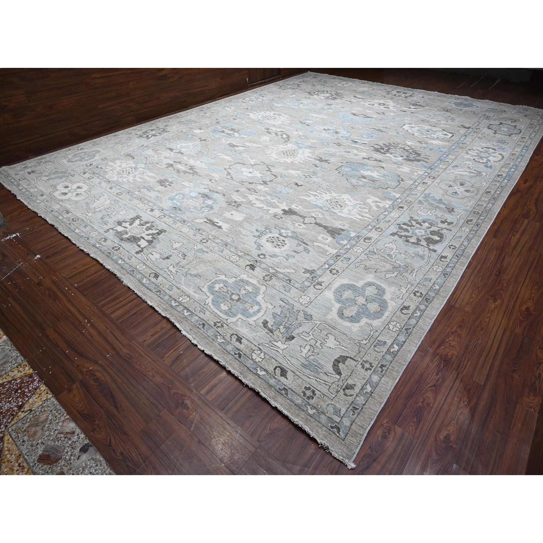 Oushak-And-Peshawar-Hand-Knotted-Rug-444200