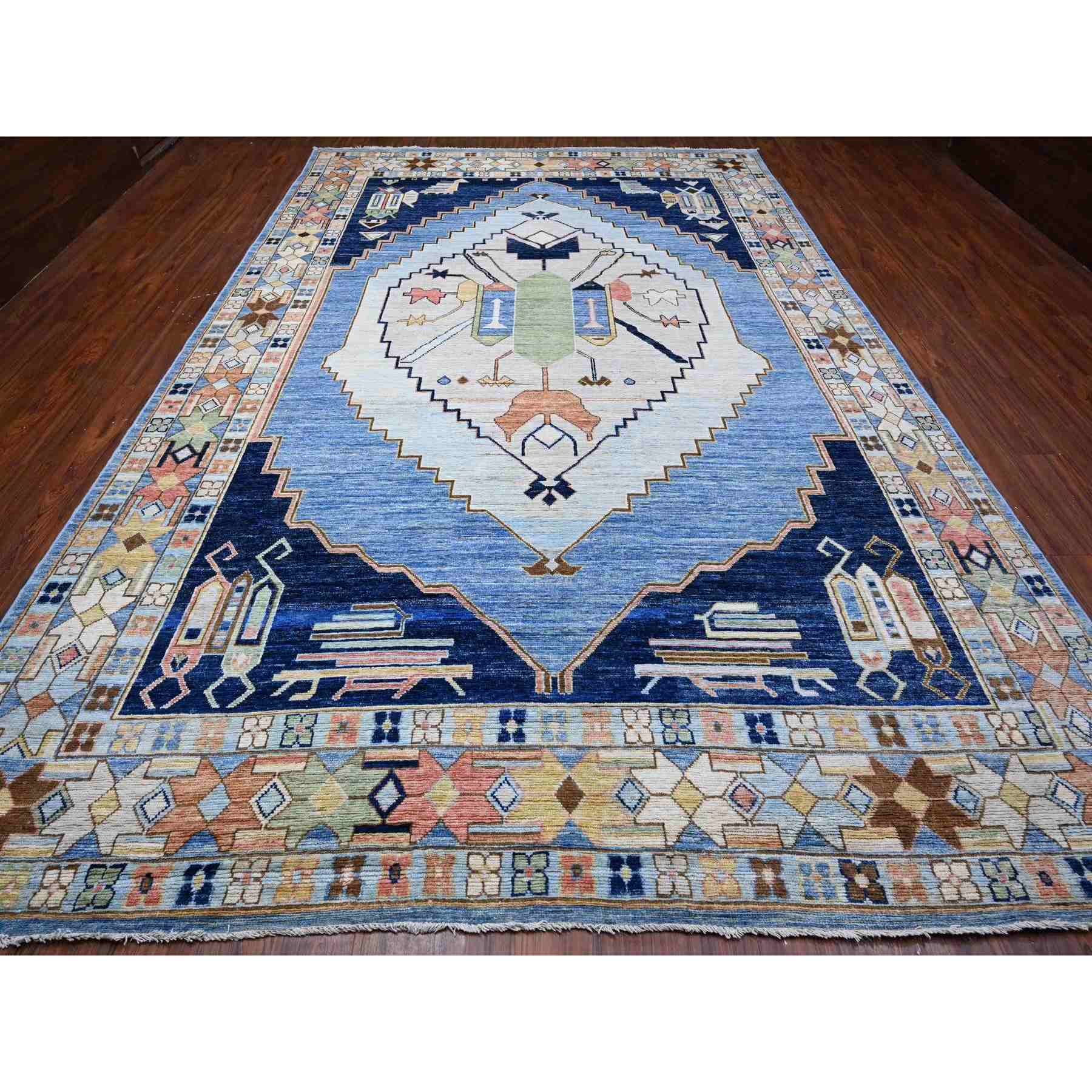 Oushak-And-Peshawar-Hand-Knotted-Rug-444215