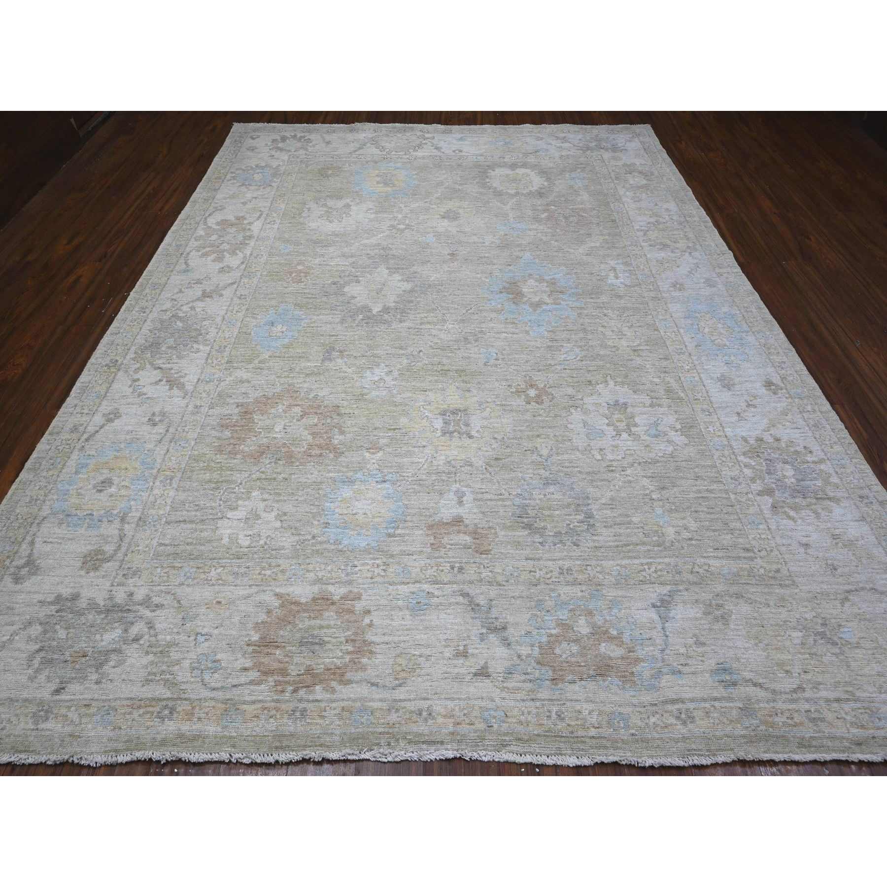 Oushak-And-Peshawar-Hand-Knotted-Rug-444250