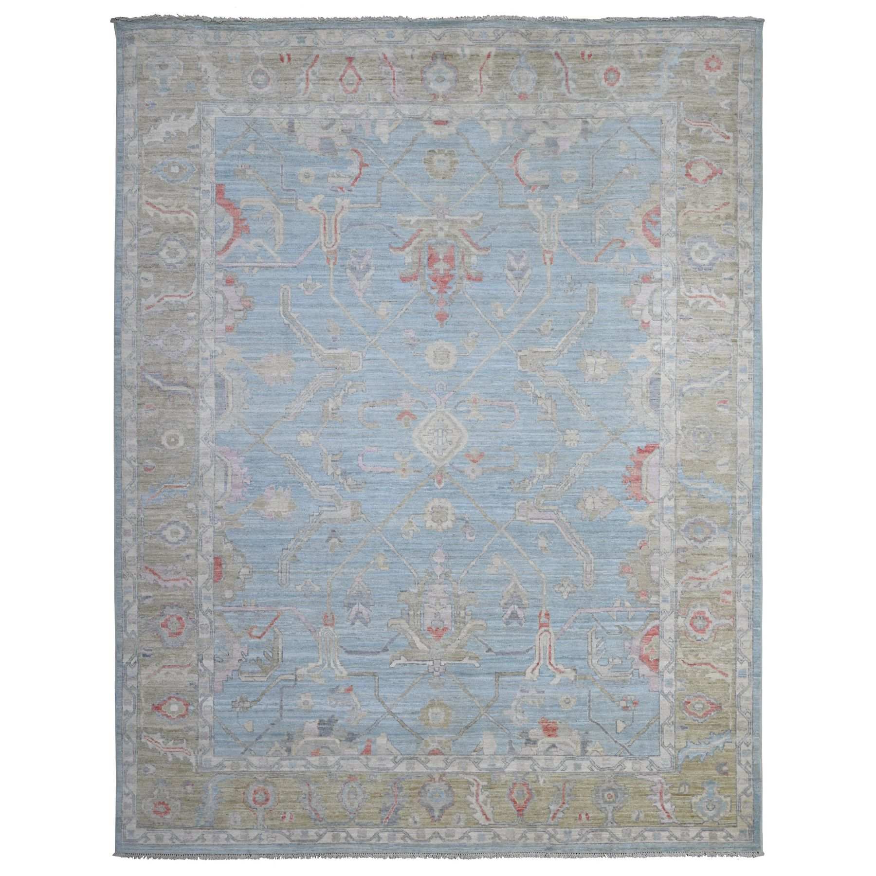 Oushak-And-Peshawar-Hand-Knotted-Rug-444280