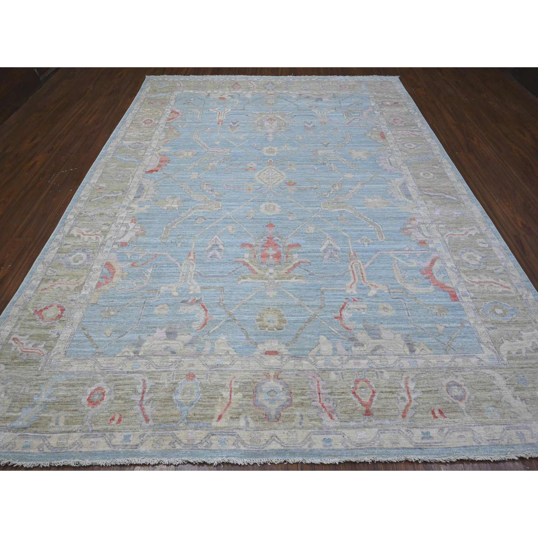 Oushak-And-Peshawar-Hand-Knotted-Rug-444280