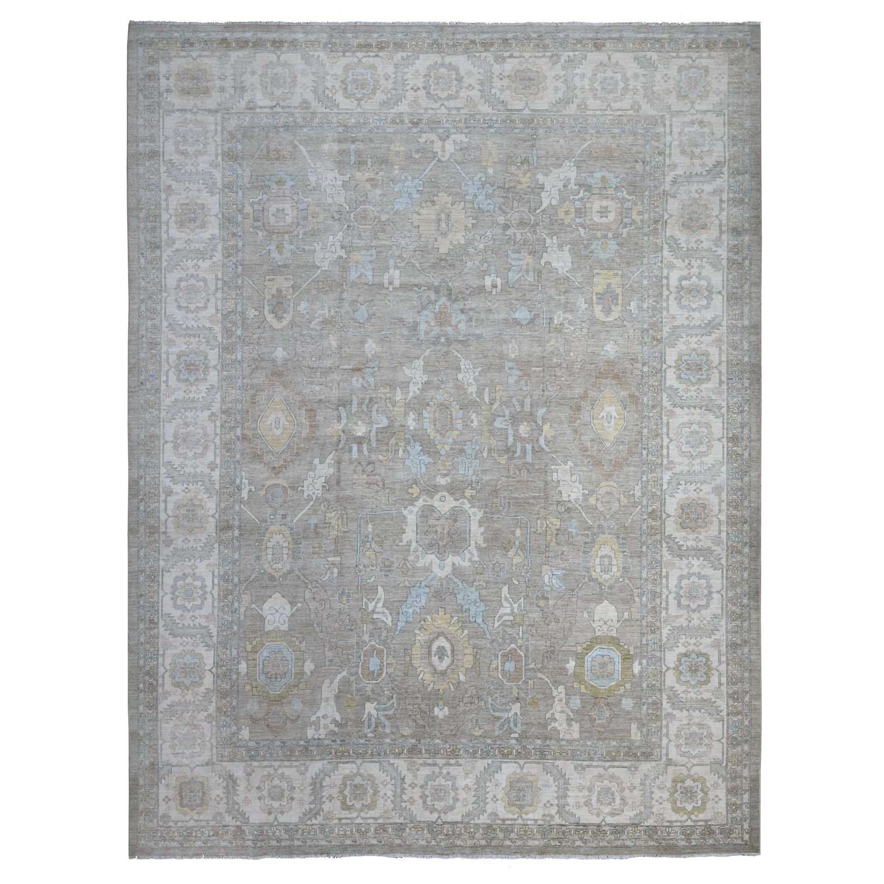 Oushak-And-Peshawar-Hand-Knotted-Rug-444300