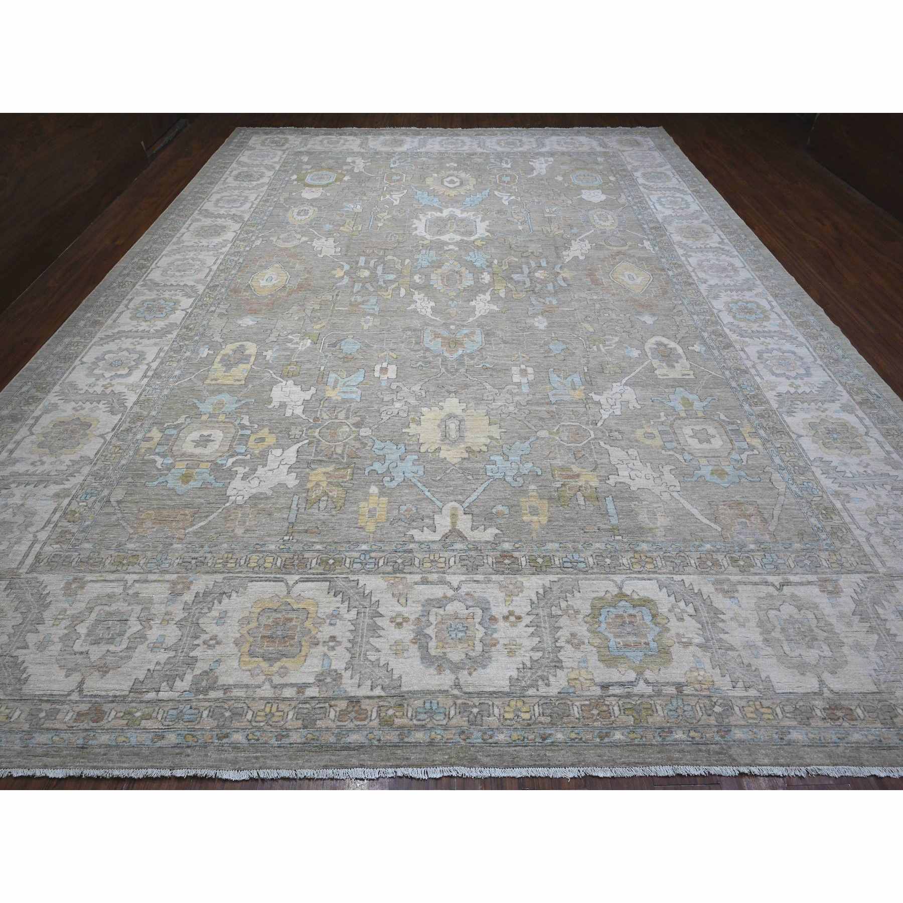 Oushak-And-Peshawar-Hand-Knotted-Rug-444300