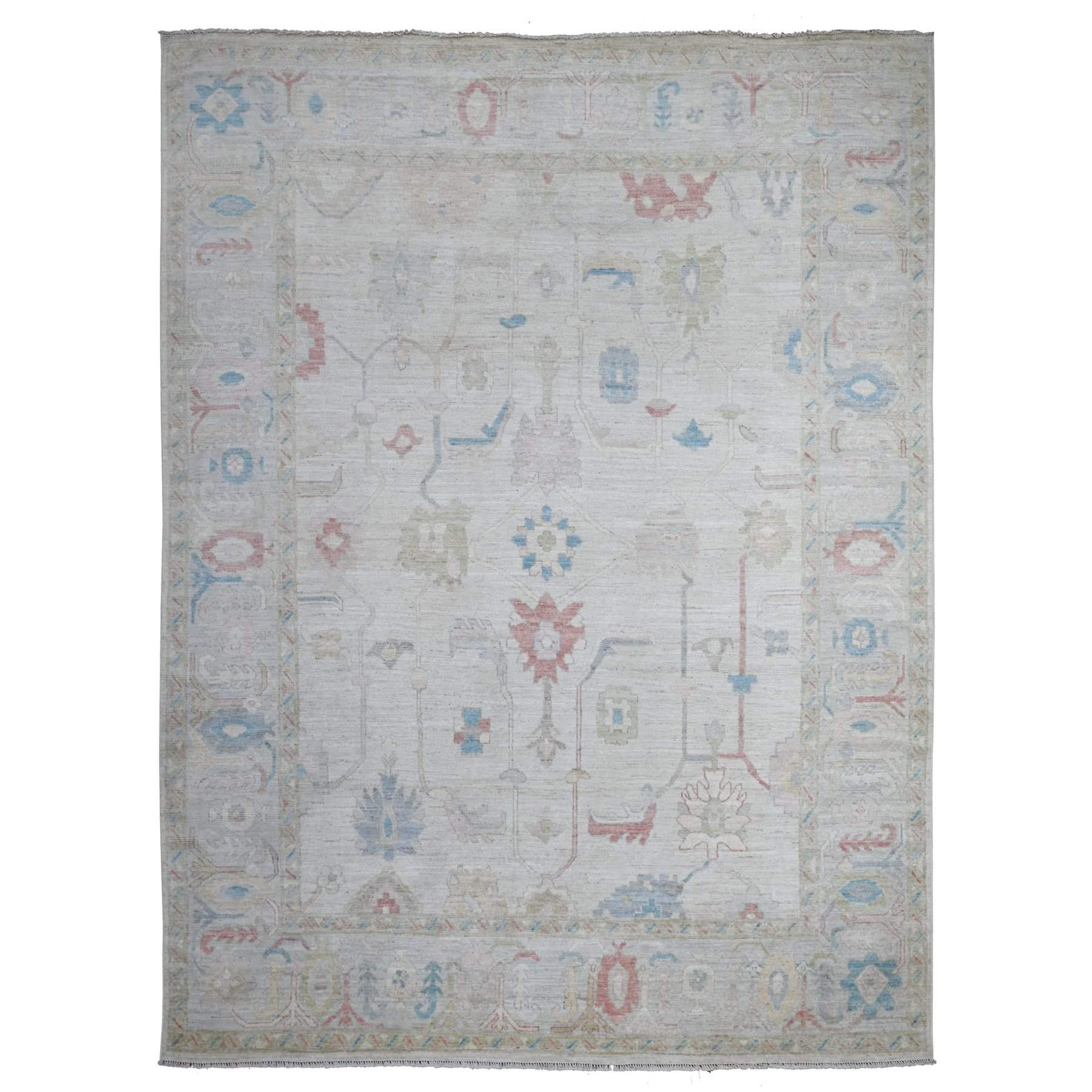 Oushak-And-Peshawar-Hand-Knotted-Rug-444315