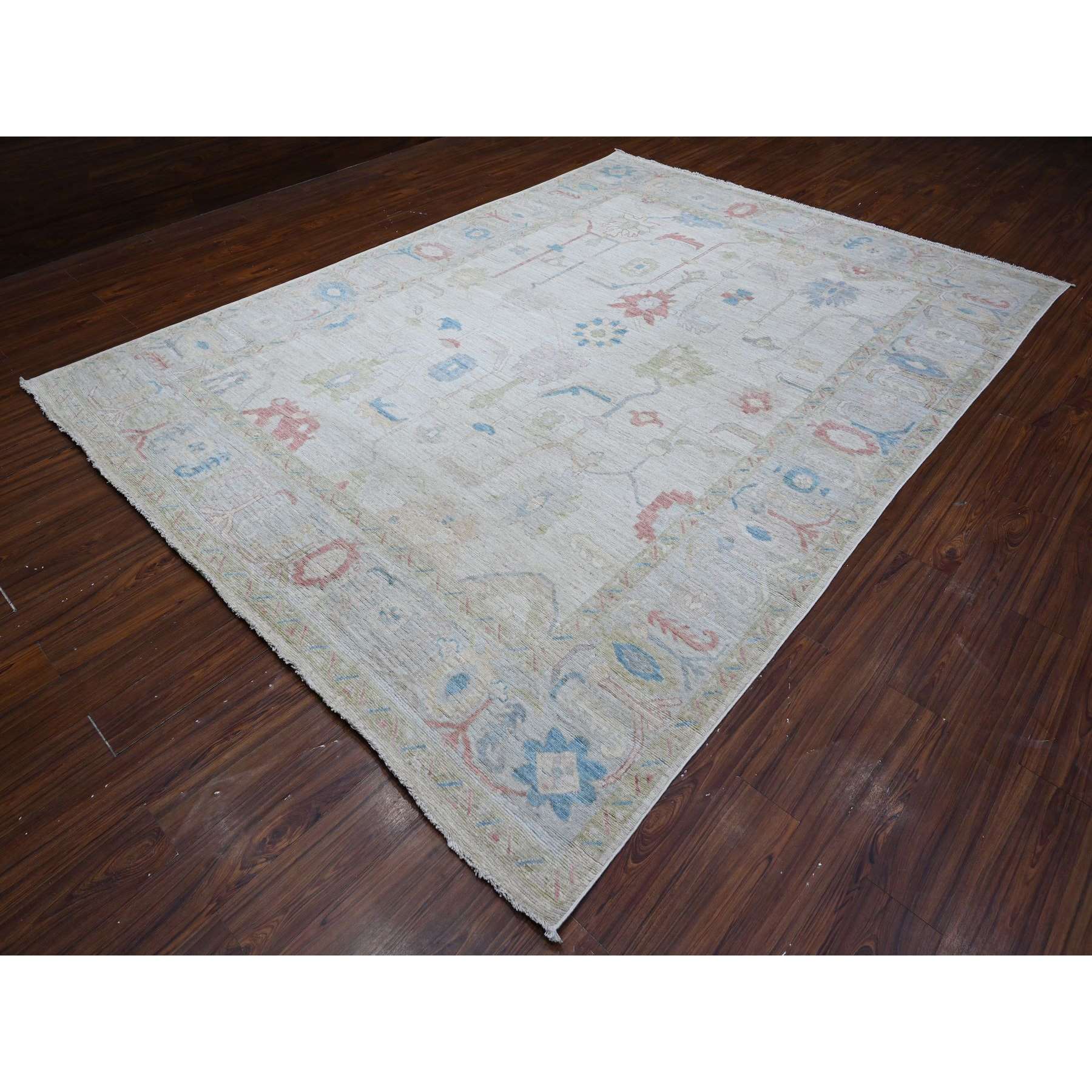 Oushak-And-Peshawar-Hand-Knotted-Rug-444315