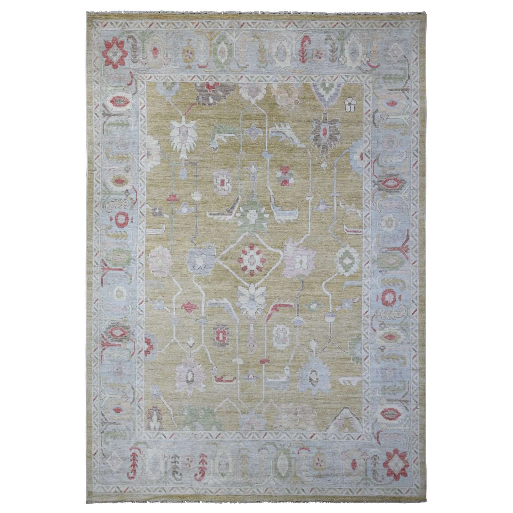 Oushak-And-Peshawar-Hand-Knotted-Rug-444590