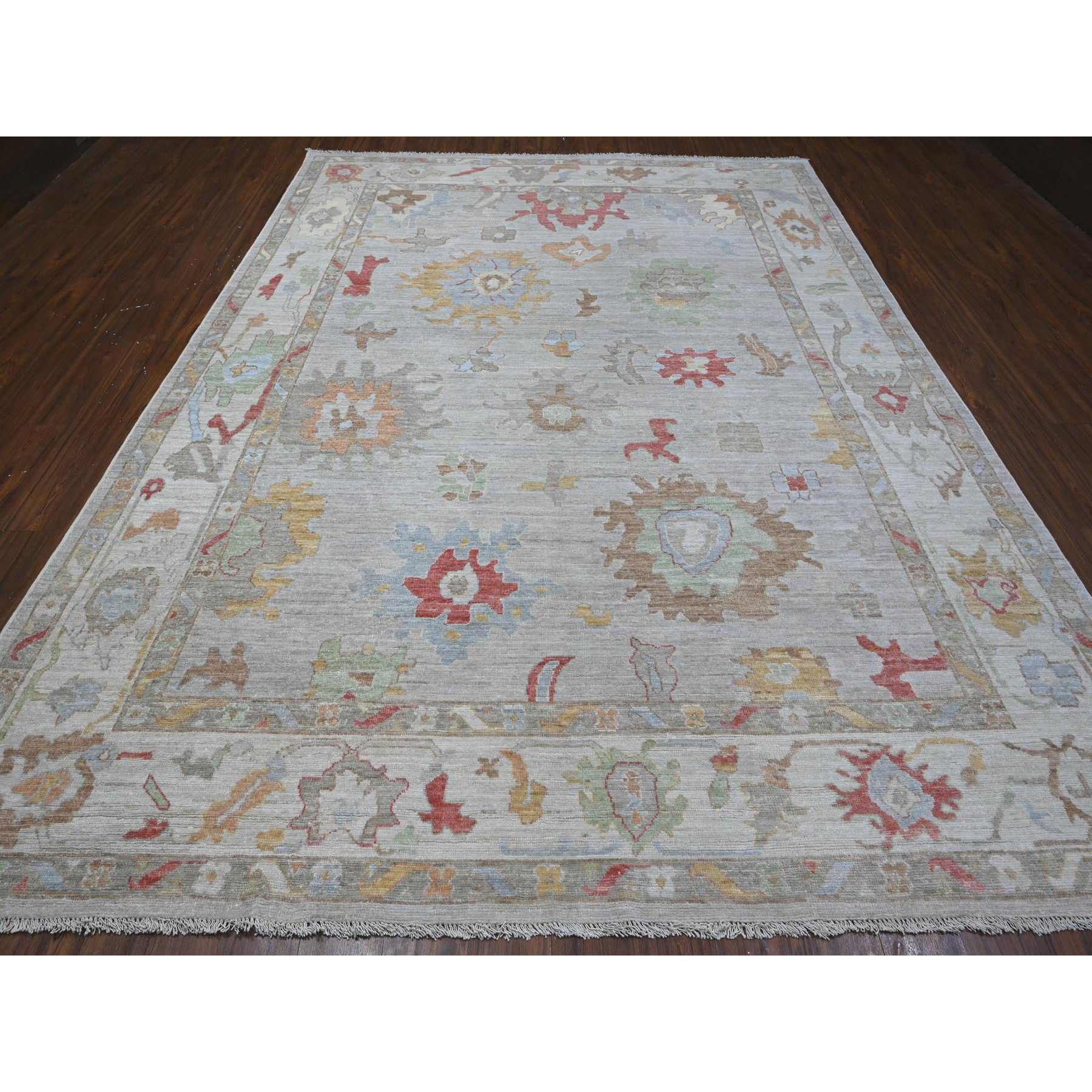 Oushak-And-Peshawar-Hand-Knotted-Rug-444595