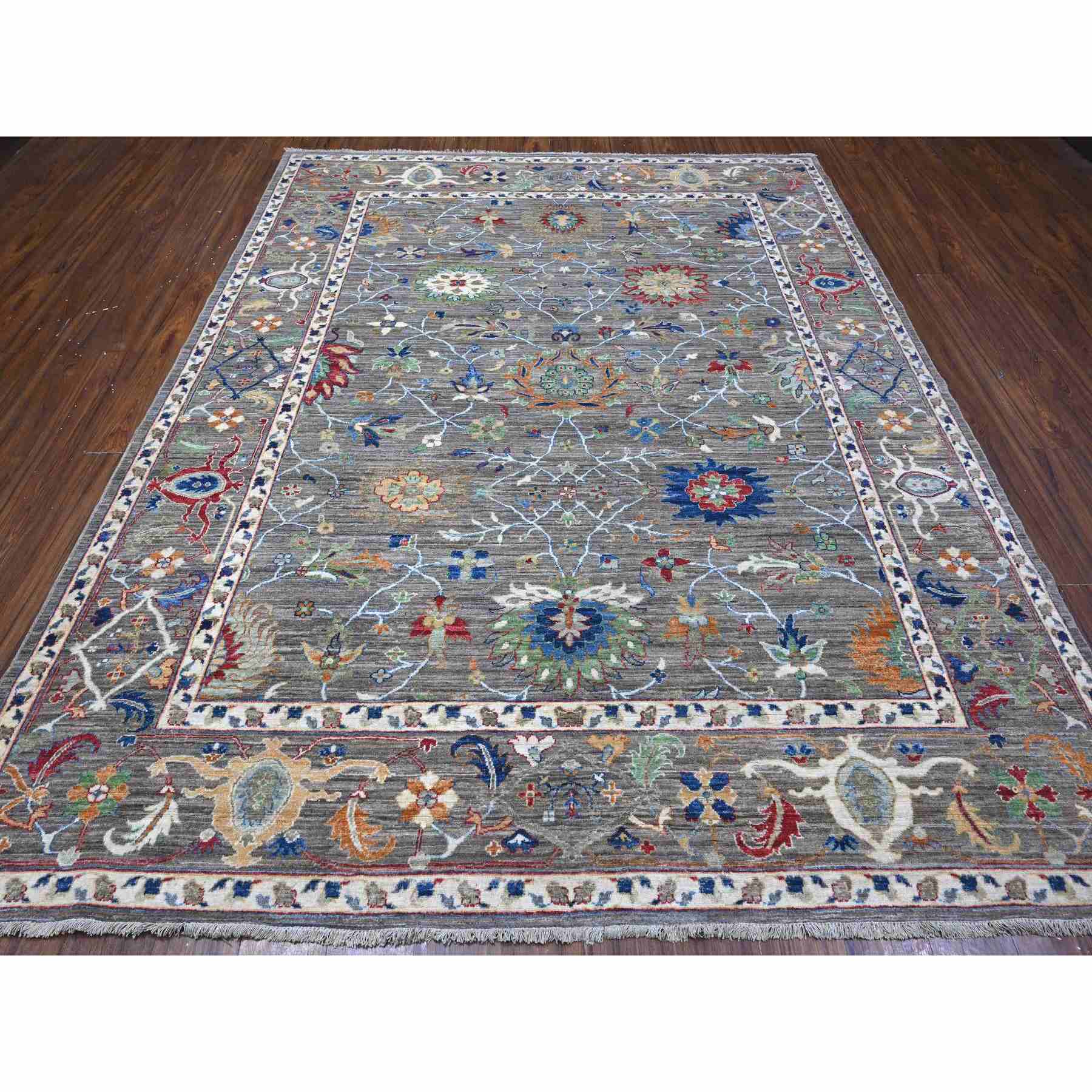 Oushak-And-Peshawar-Hand-Knotted-Rug-444805