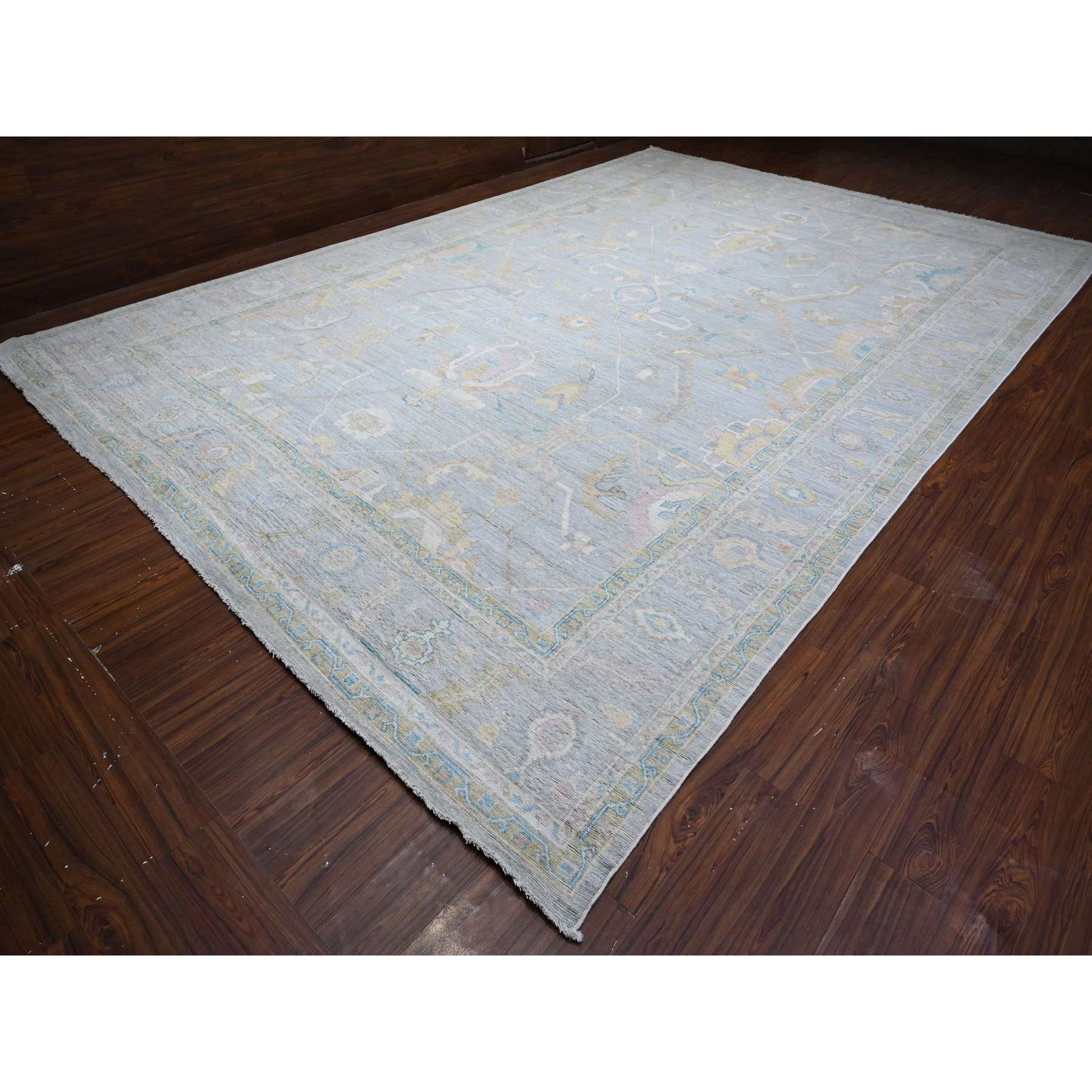 Oushak-And-Peshawar-Hand-Knotted-Rug-444945