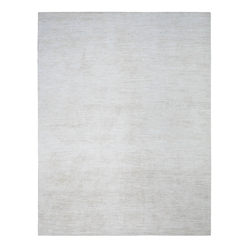 Ice Mist White, Modern Peshawar Single Color With Plain Design, Shabby Chick, Soft and Vibrant Wool, Hand Knotted Natural Dyes Oriental Rug