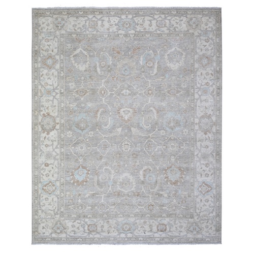 Krypton Gray, Hand Knotted Peshawar All Over Mahal Design, Natural Dyes, Oriental 100% Wool Denser Weave Rug
