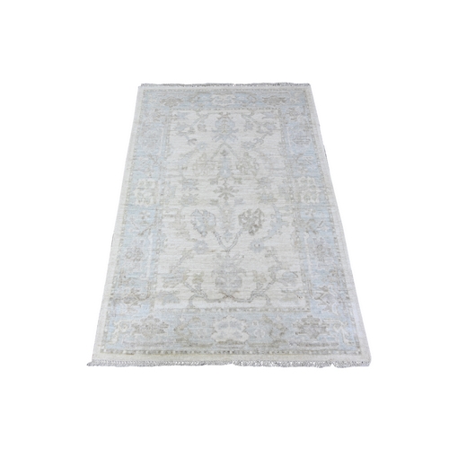 Super White, Hand Knotted Natural Dyes Afghan Angora Oushak All Over Design, Organic Wool Oriental Rug