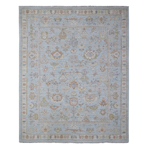Blue Topez, All Over Geometric Elements, Vegetable Dyes, Hand Knotted, Velvety Wool, Angora Oushak Oriental Rug