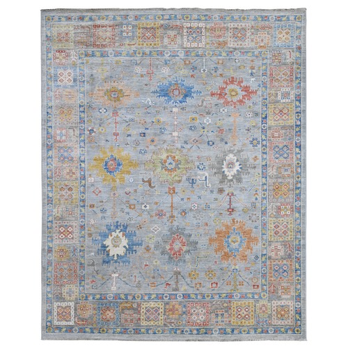 Cadet Gray, Aryana Collection Mahal All Over Medallions Design, Natural Dyes, Hand Knotted, Vibrant And Soft Wool, Oriental Rug