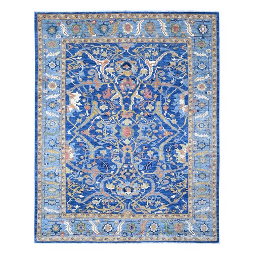 Dazzling and Sky Blue, Vegetable Dyes, Fine Aryana Bidjar Garus Design, Luxurious Wool, Hand Knotted, Oriental Rug