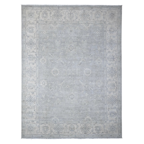 Storm Cloud Gray, Vegetable Dyes Soft and Vibrant Wool, White Wash Fine Peshawar, Hand Knotted Oriental Rug