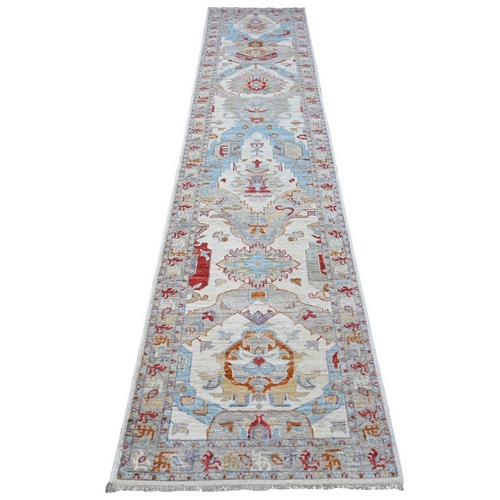 Snowbound White, Ancient North West Persian Design, Aryana Collection, Vegetable Dyes, Hand Spun Wool, Hand Knotted, Runner Oriental Rug