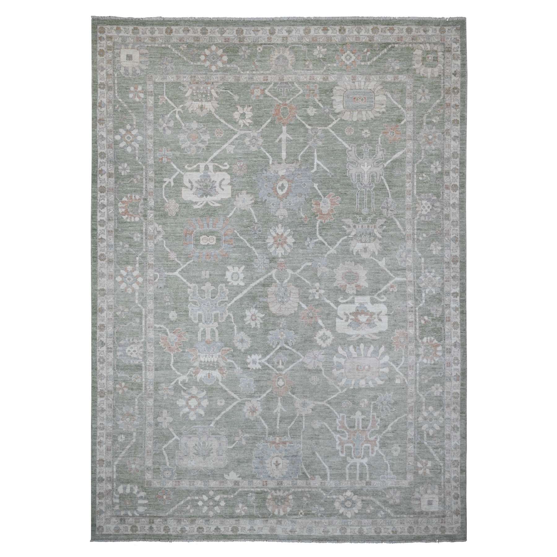 Oushak-And-Peshawar-Hand-Knotted-Rug-446355