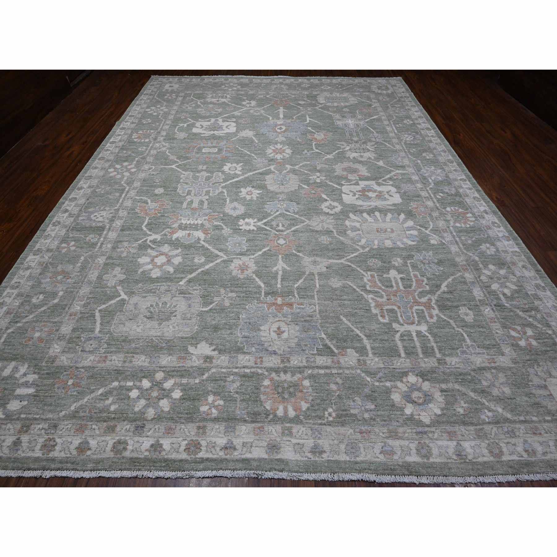 Oushak-And-Peshawar-Hand-Knotted-Rug-446355