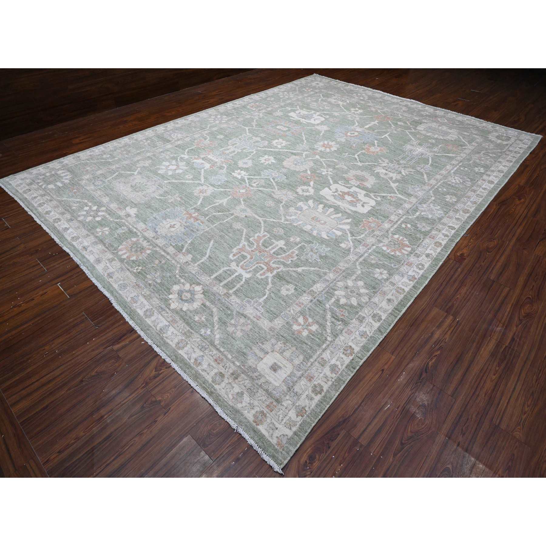 Oushak-And-Peshawar-Hand-Knotted-Rug-446355