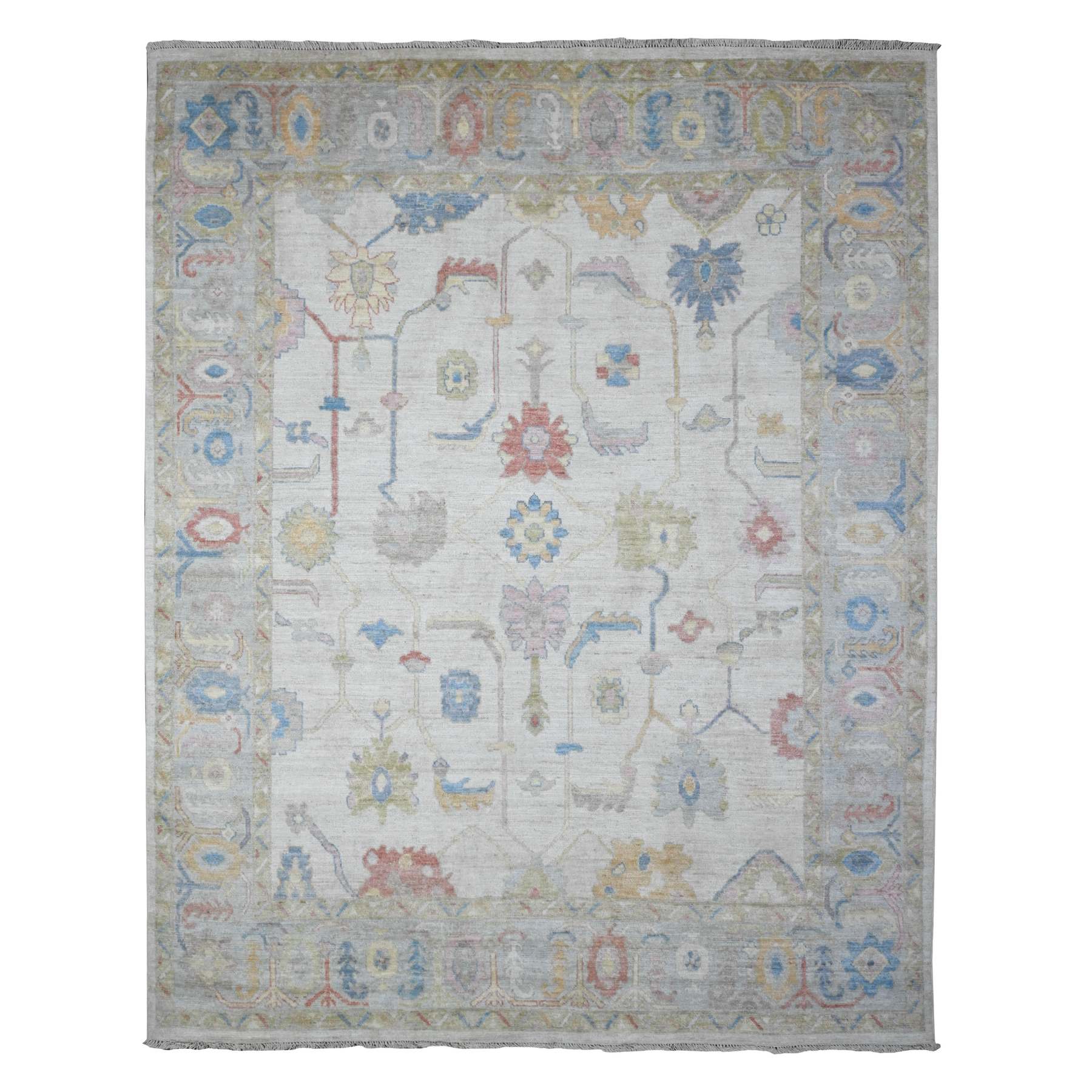 Oushak-And-Peshawar-Hand-Knotted-Rug-447275