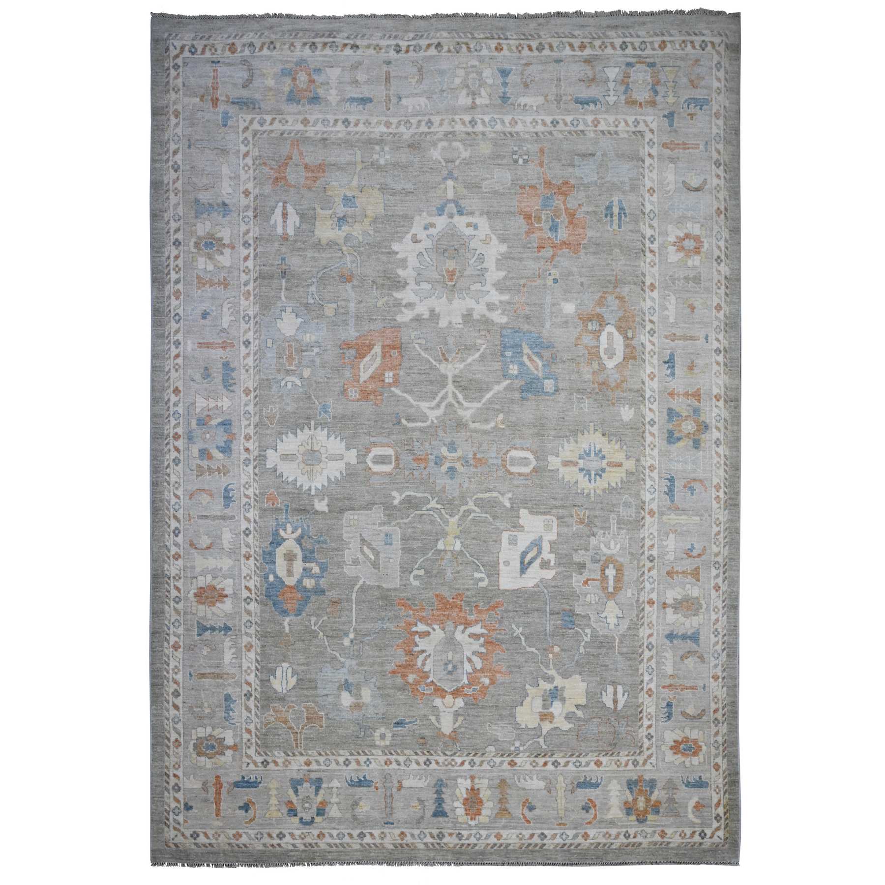 Oushak-And-Peshawar-Hand-Knotted-Rug-447410