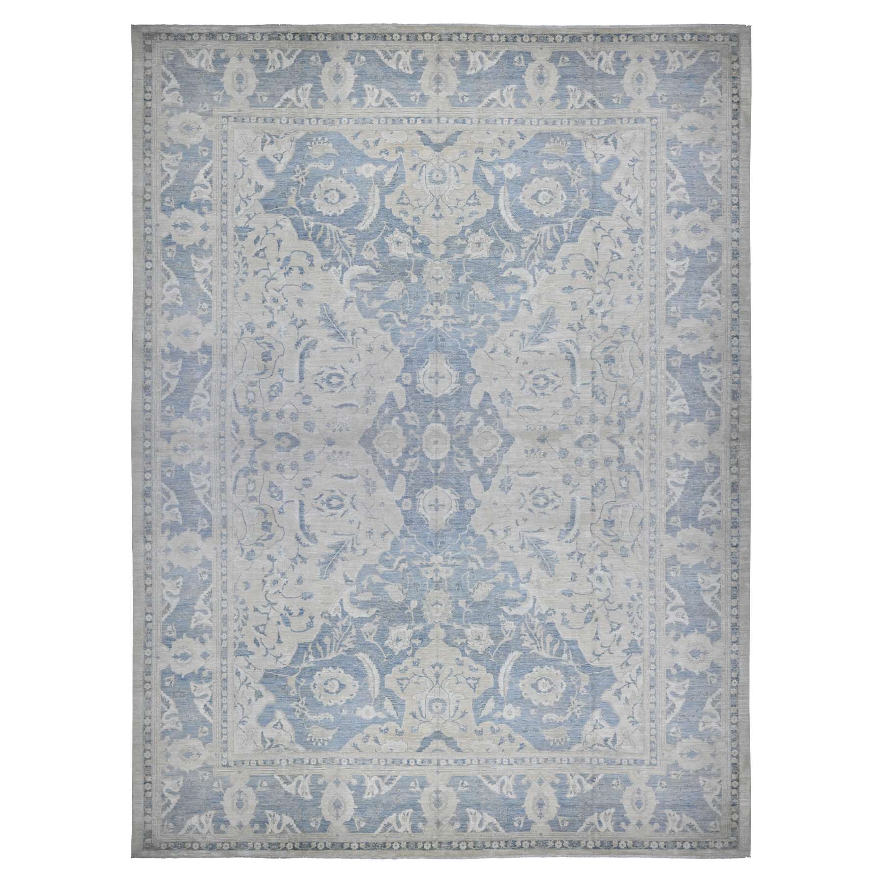 White-Wash-Vintage-Silver-Wash-Hand-Knotted-Rug-447385